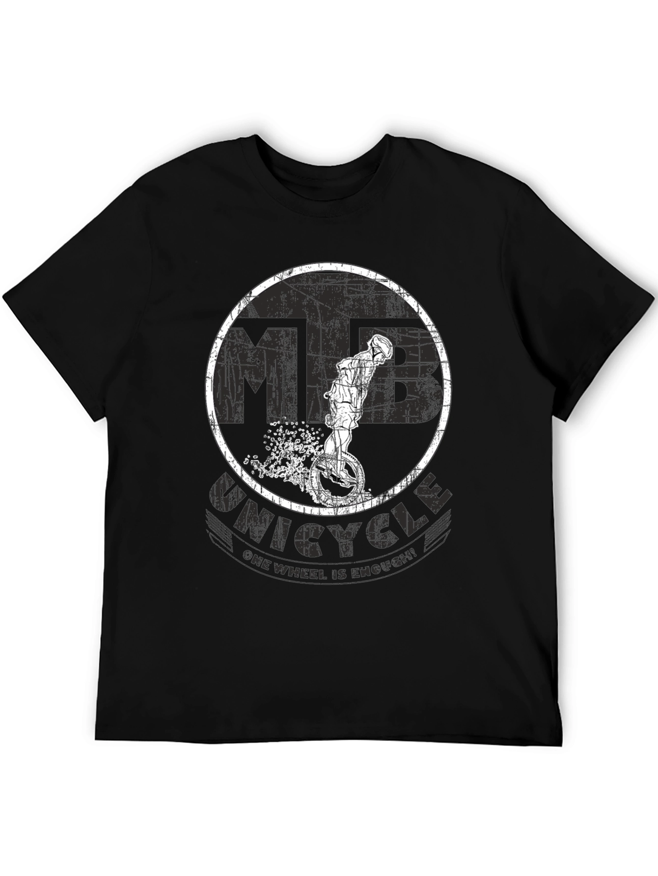 Black Unicycle T-Shirt - One Wheel Is Enough! view 5