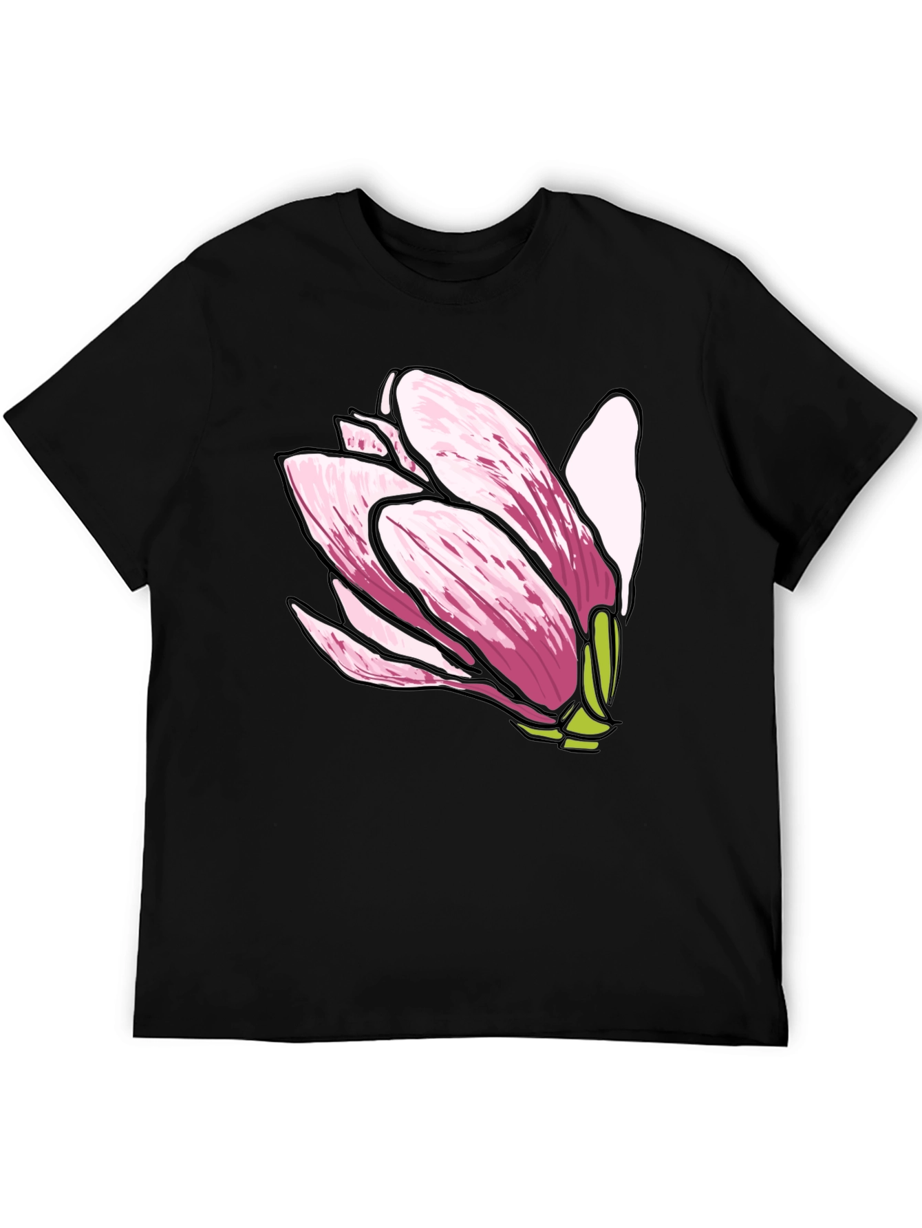 Black Magnolia Flower Graphic Tee - Soft Cotton Comfort view 5
