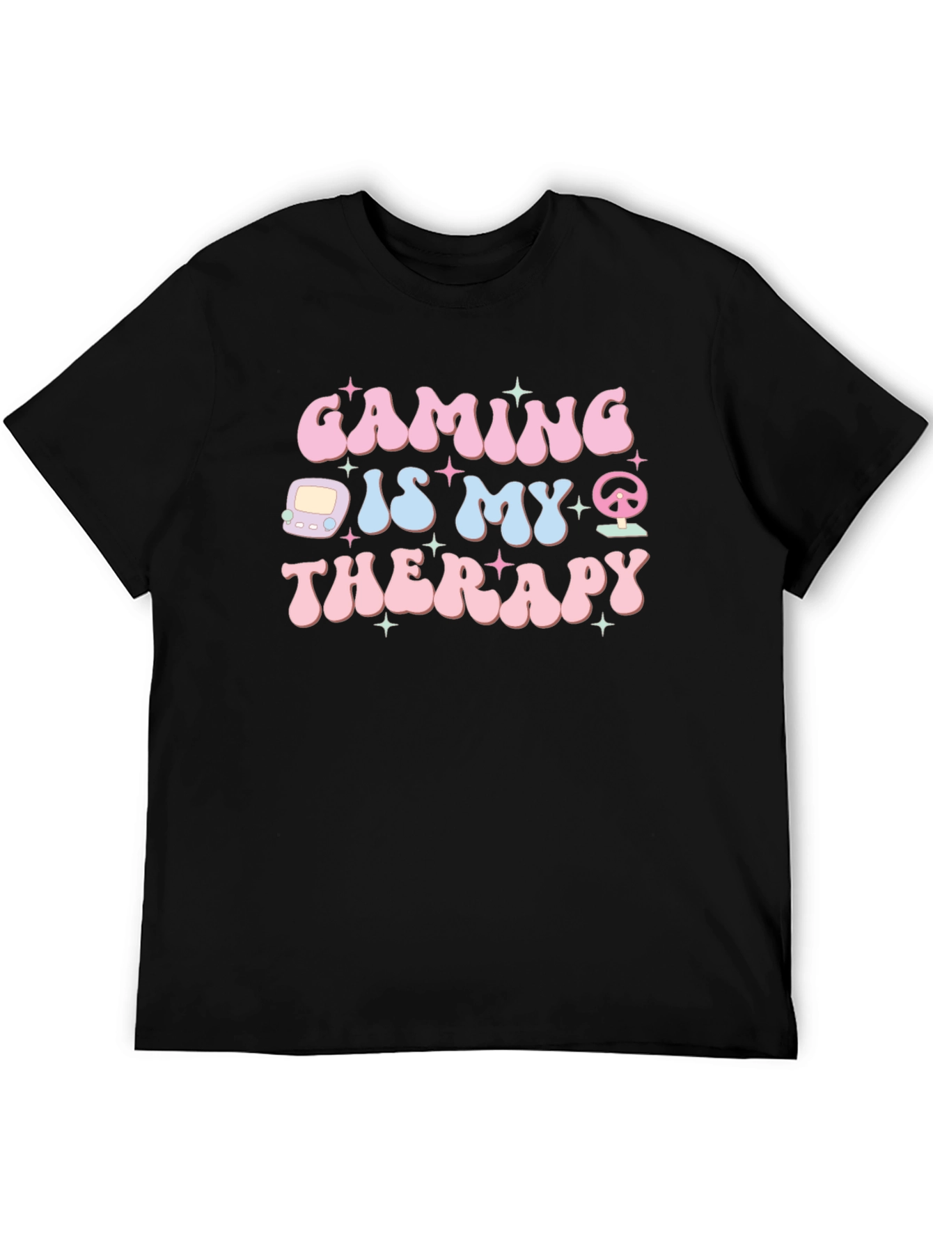 Black Gaming is My Therapy Graphic Tee - Black Cotton view 5