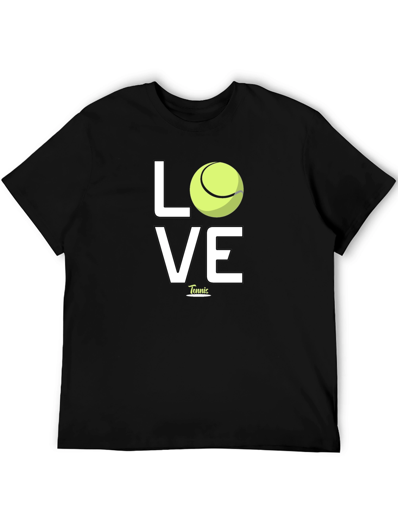 Black Tennis Love Graphic Tee - Black Cotton T-Shirt view 5