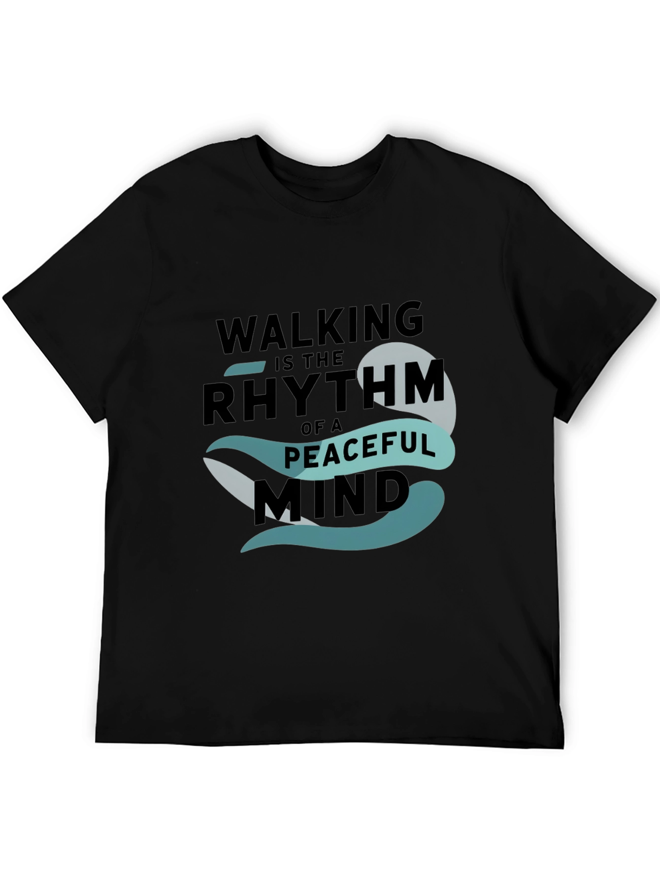 Black Peaceful Mind Walking T-Shirt: Black Graphic Tee view 5