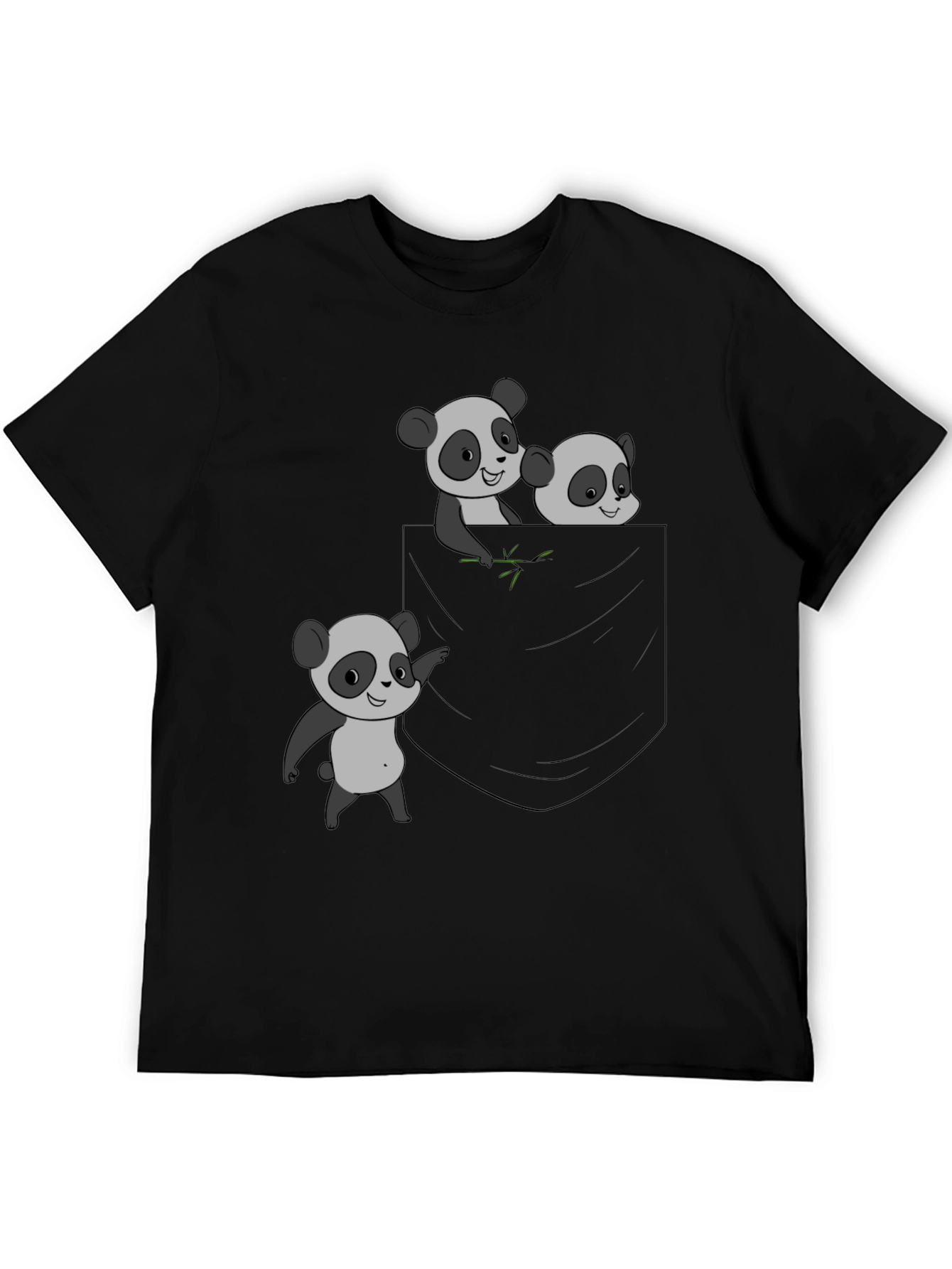 Black Panda Pocket Graphic Tee - Casual & Cute! view 5