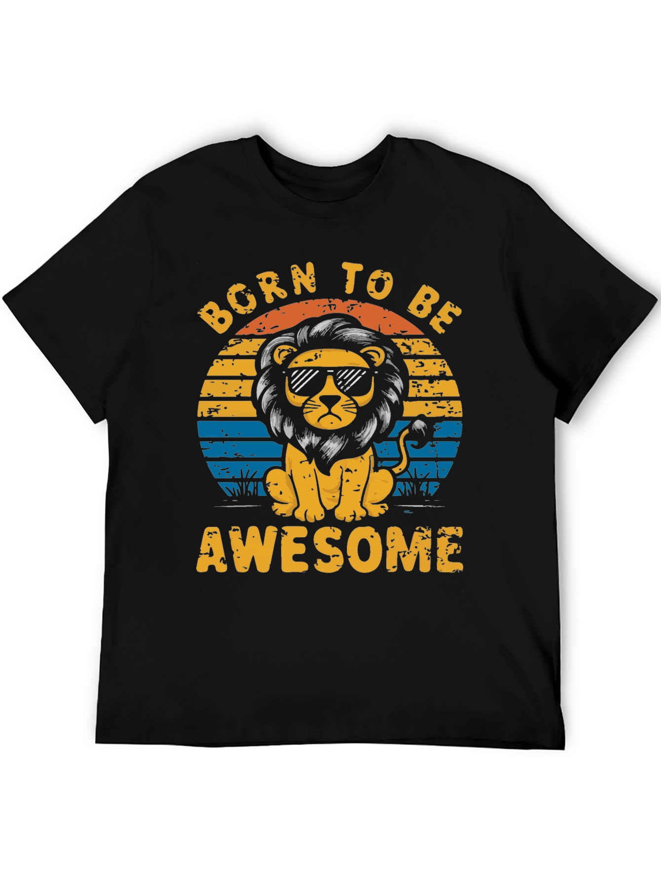 Black Born to Be Awesome Lion Graphic Tee view 5