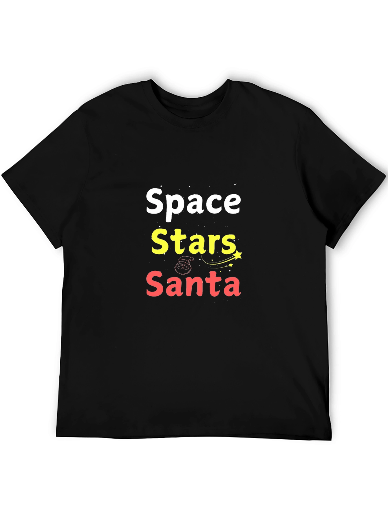 Black Space Stars Santa Graphic Tee - Holiday Fun view 5