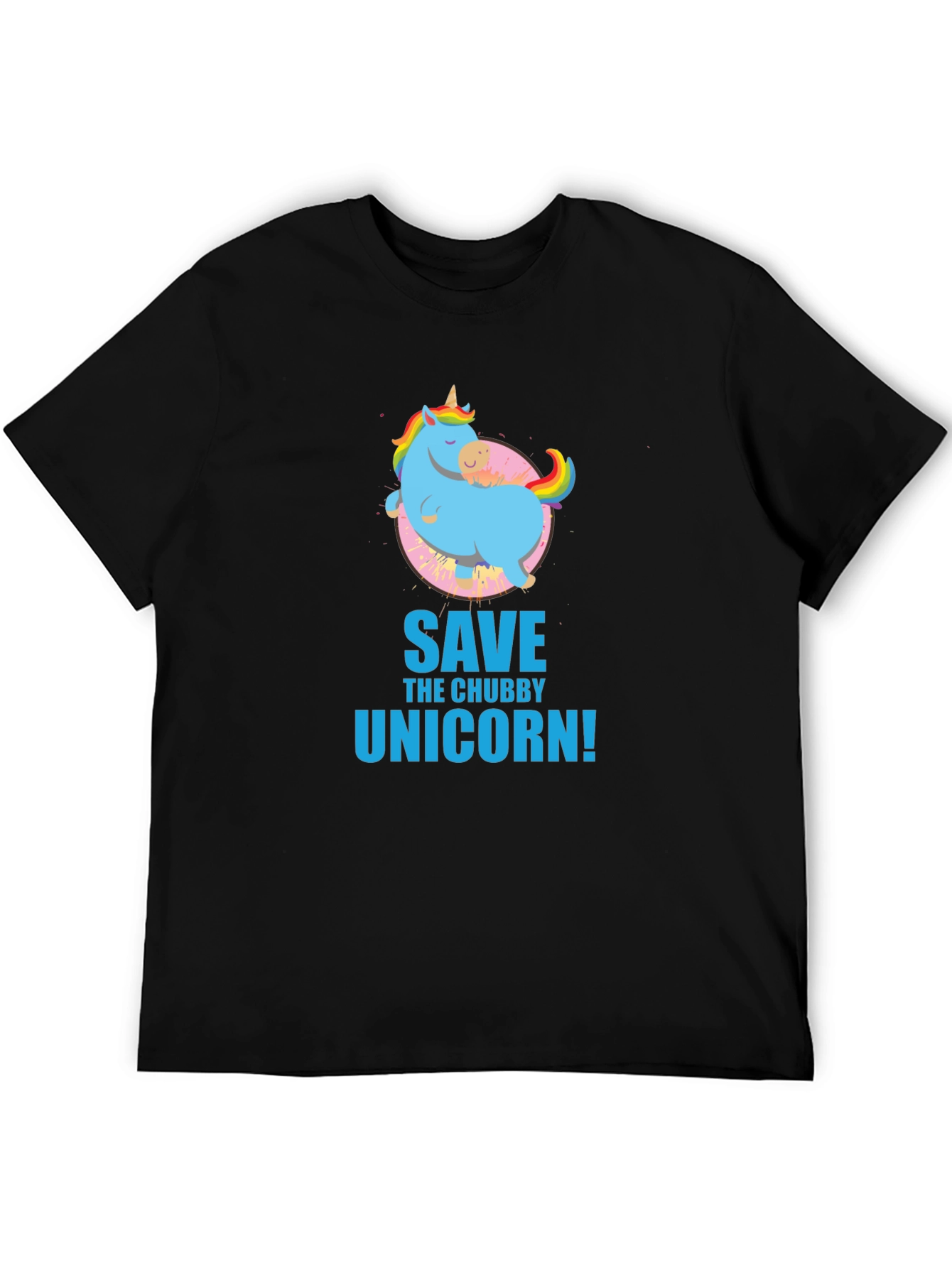 Black Save the Chubby Unicorn Black T-Shirt view 5