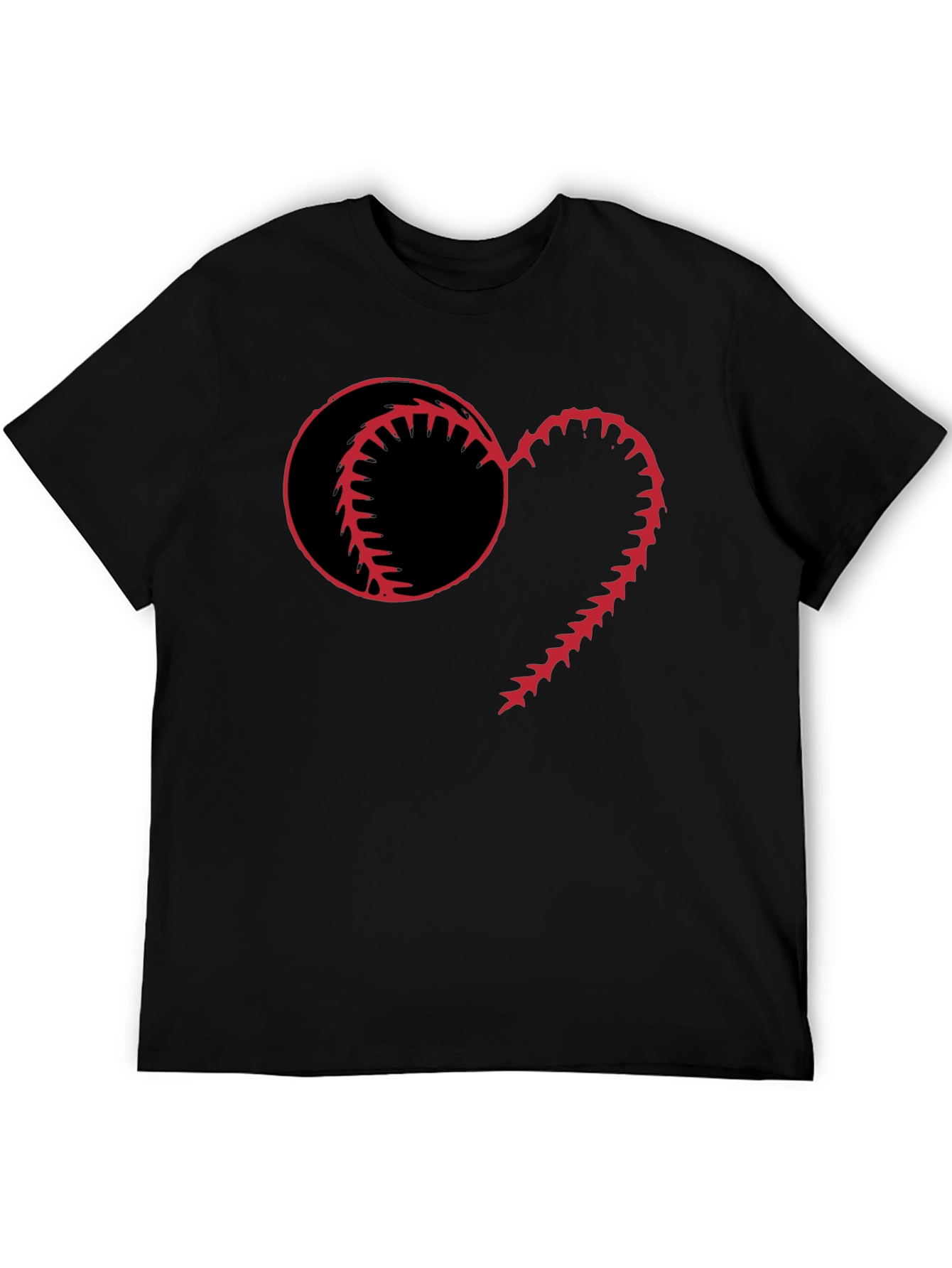 Black Baseball Heart Graphic T-Shirt view 5