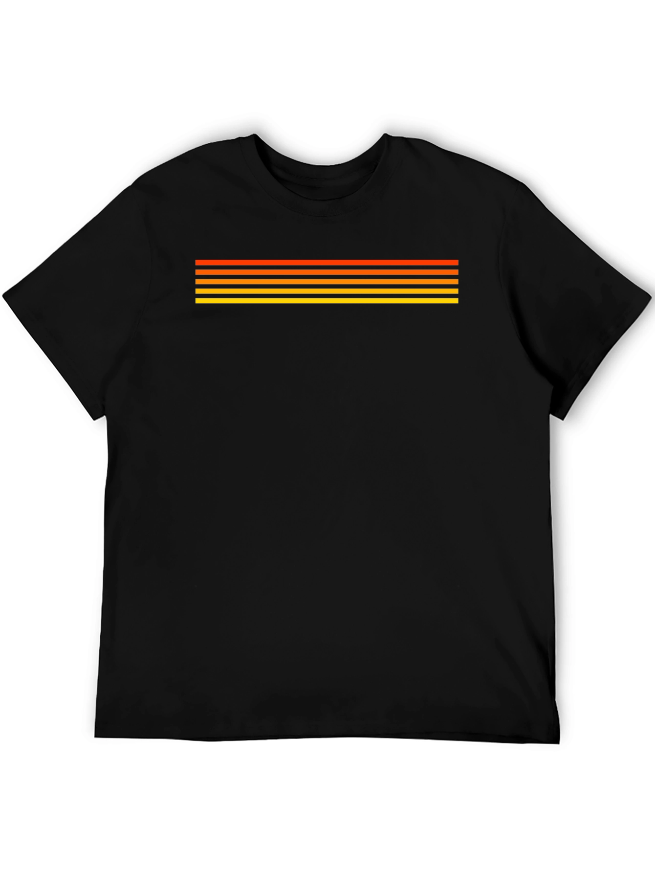 Black Retro Stripe Tee - Black Cotton Blend Shirt view 5