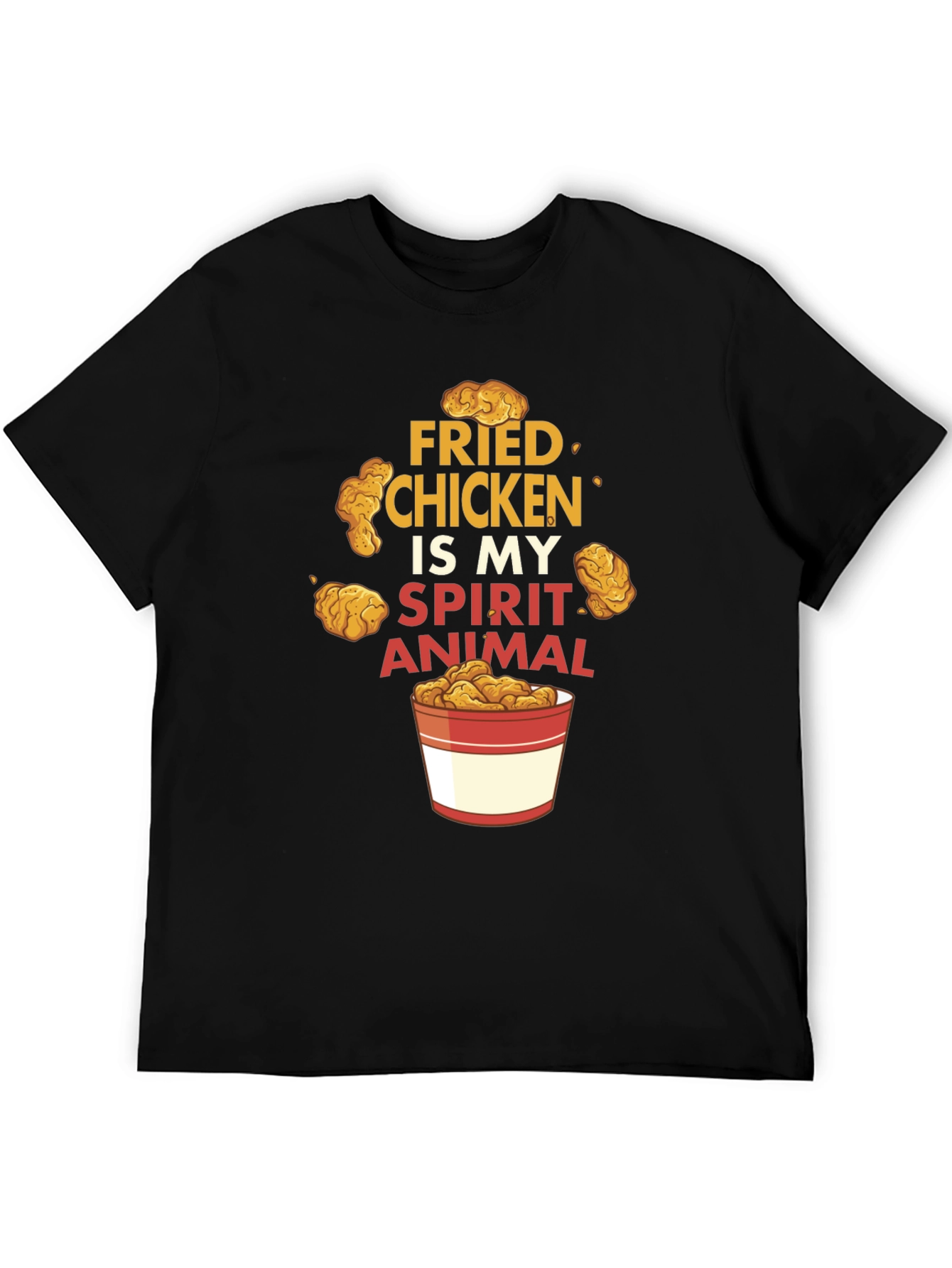 Black Fried Chicken Spirit Animal Black Graphic T-Shirt view 5
