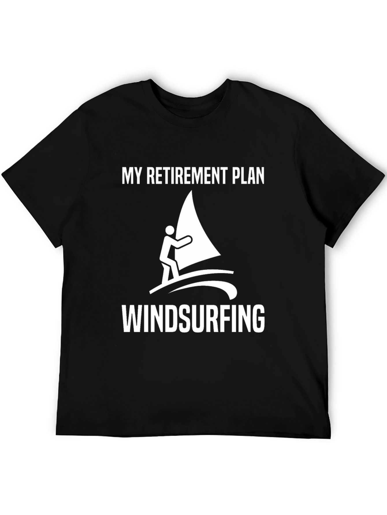 Black Retirement Plan Windsurfing Black Graphic Tee view 5