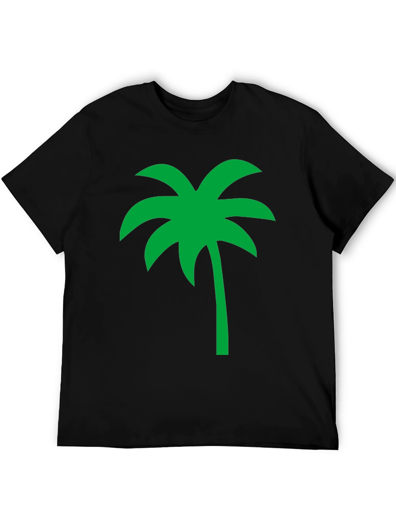 Black Tropical Palm Tree Graphic Tee - Black Cotton Casual Shirt view 5