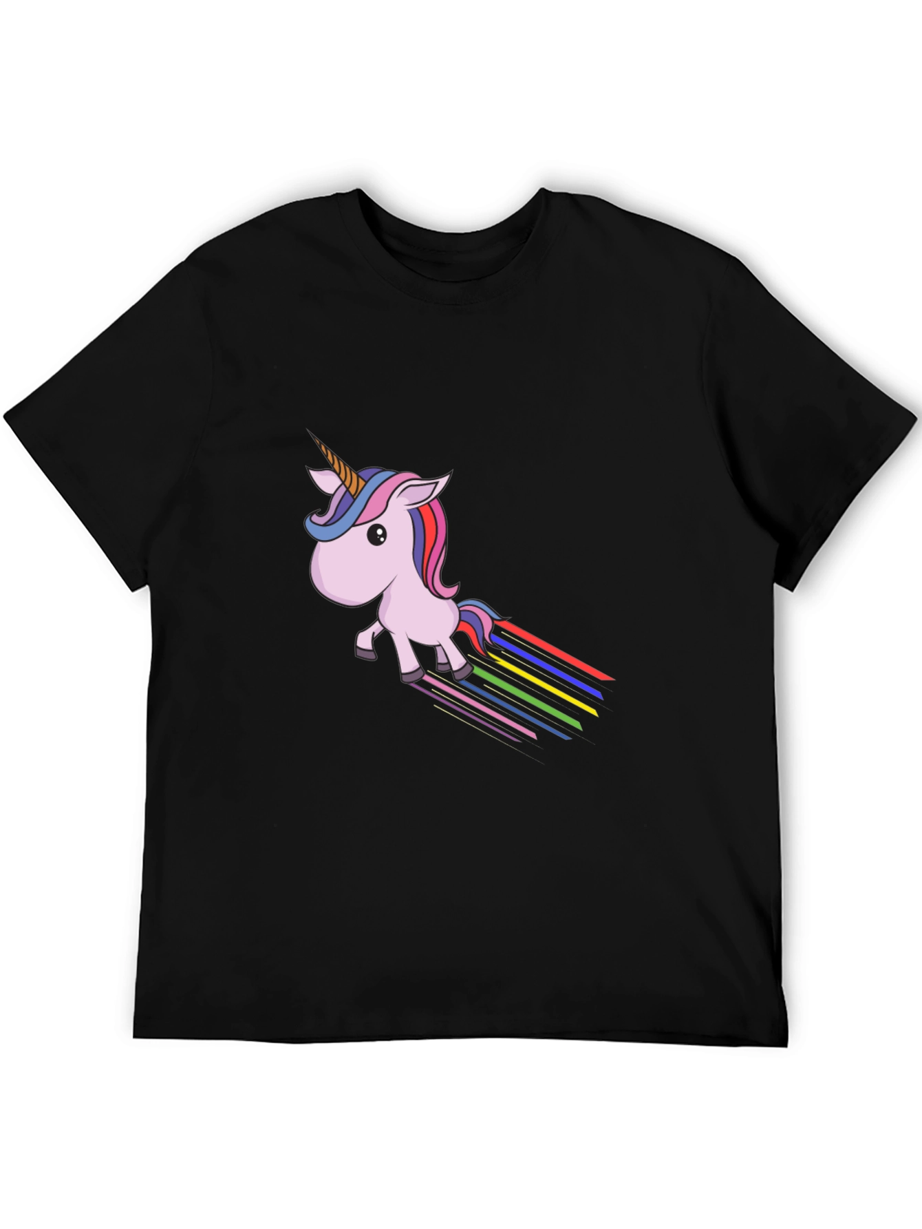 Black Rainbow Unicorn Graphic Tee - Black Cotton Blend view 5