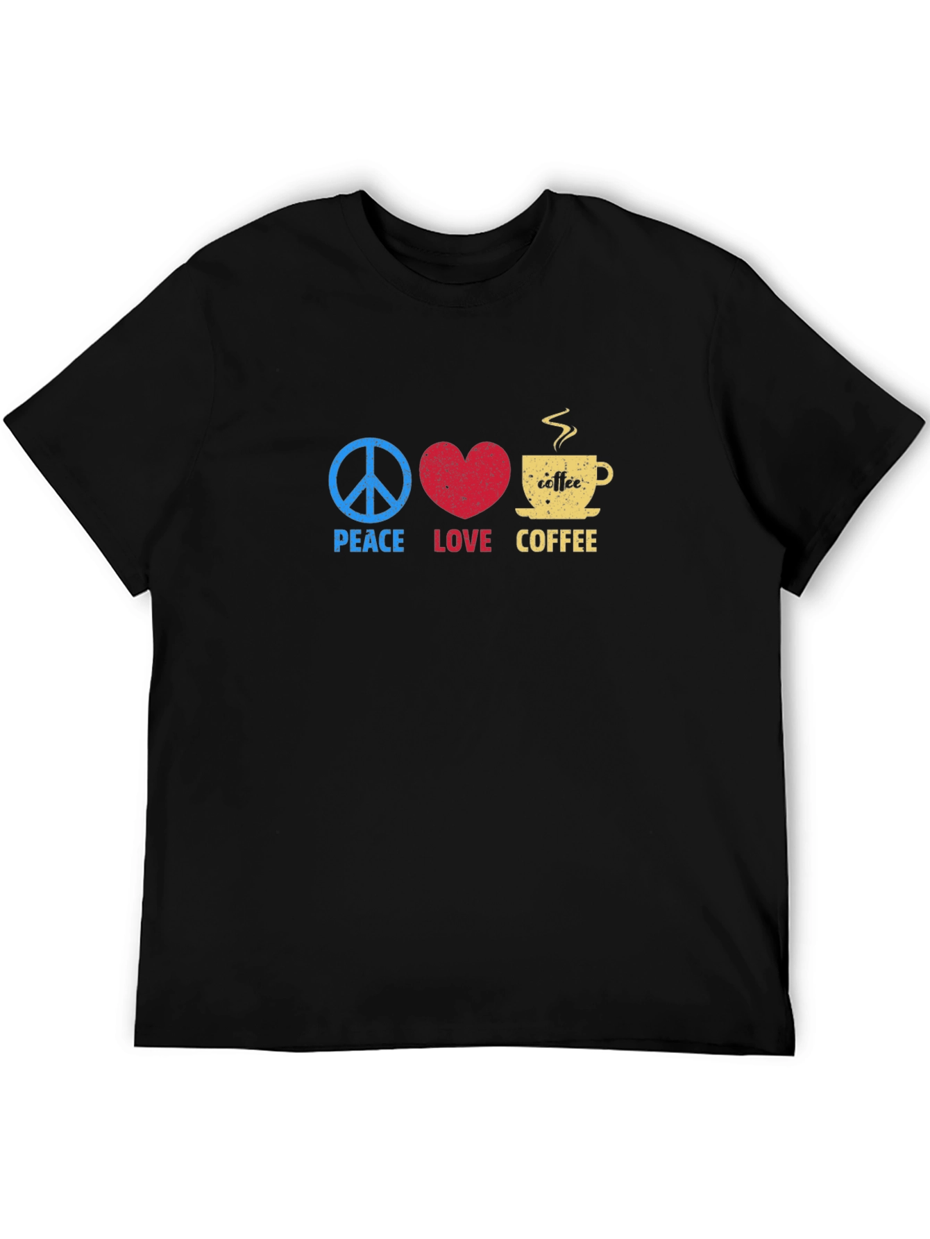 Black Peace Love Coffee Graphic Tee - Trendy Casual Comfort view 5