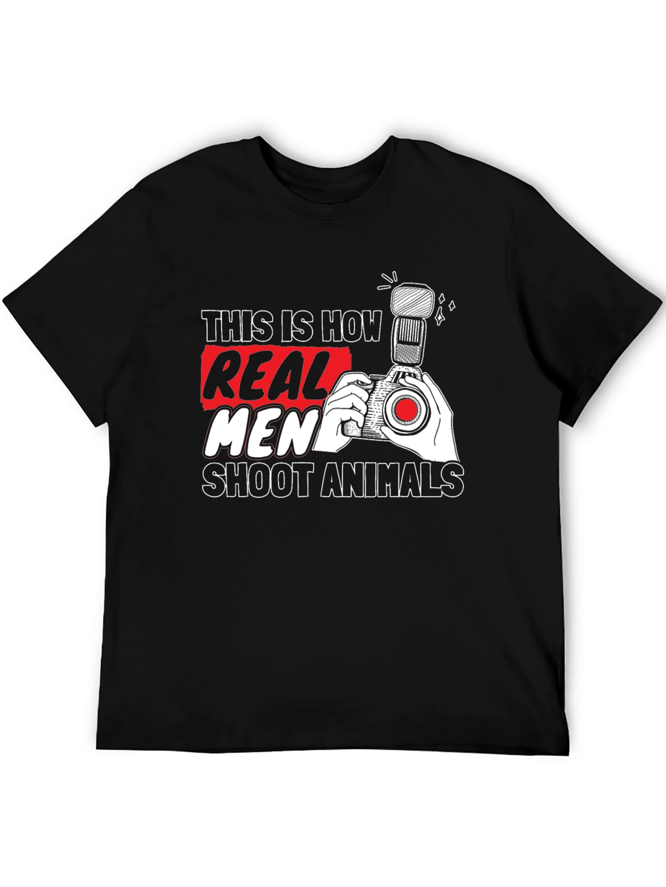 Black Real Men Shoot Animals T-Shirt Photography Black view 5