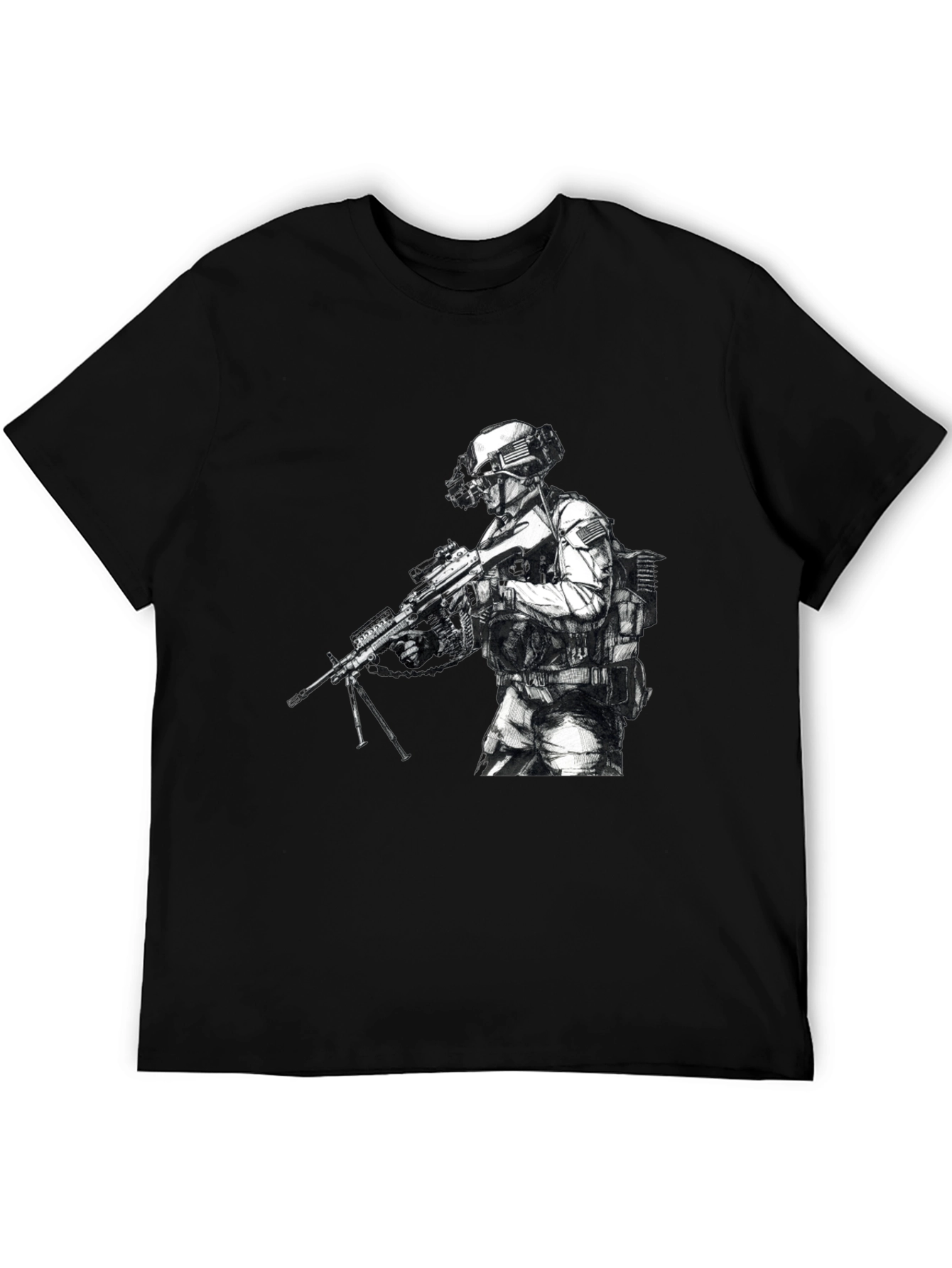 Black Tactical Soldier Graphic T-Shirt - Black view 5