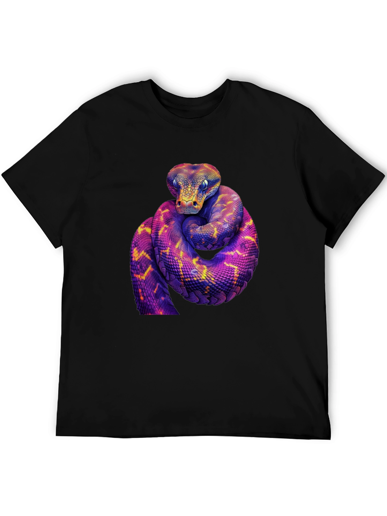 Black Vibrant Snake Graphic Tee - Bold Reptile Design view 5