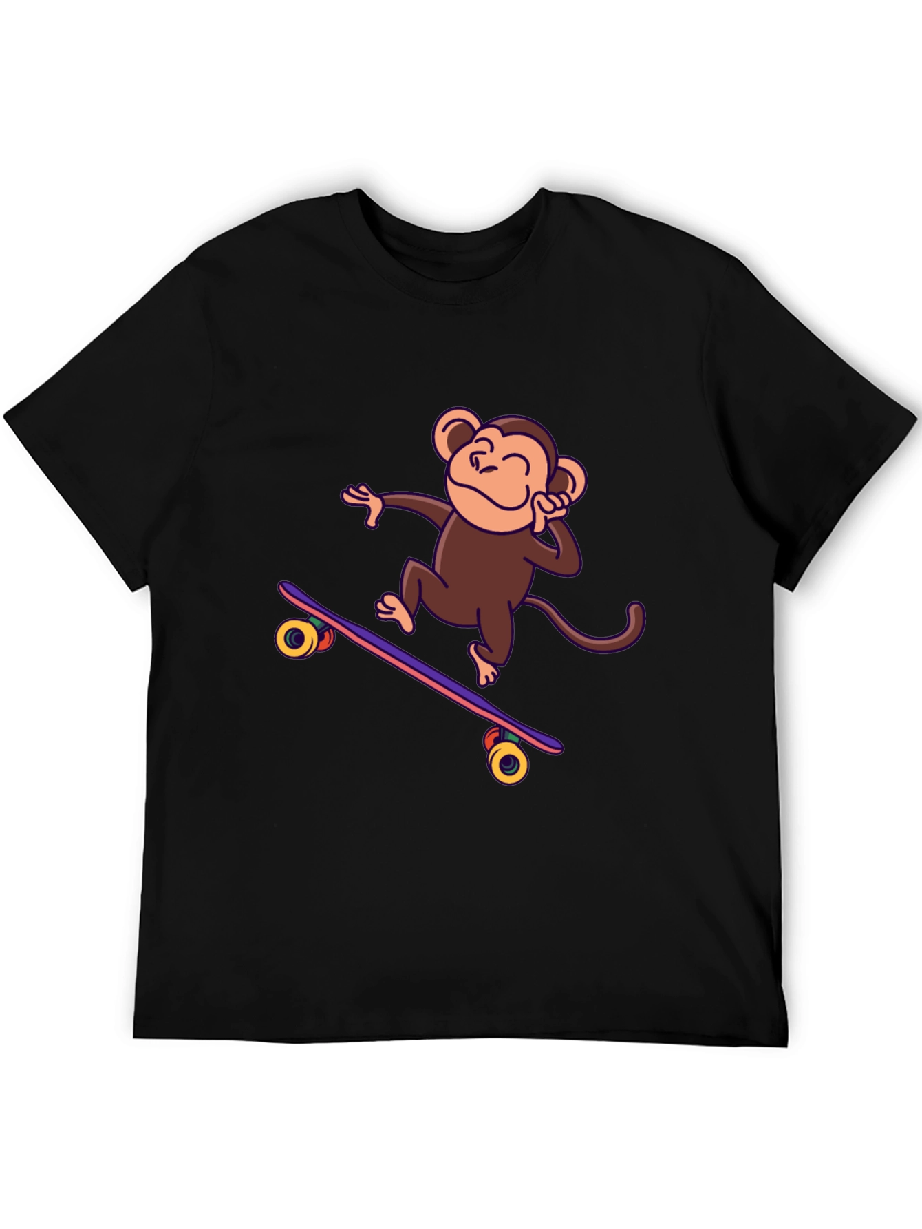 Black Skateboarding Monkey Graphic Tee - Fun & Stylish! view 5