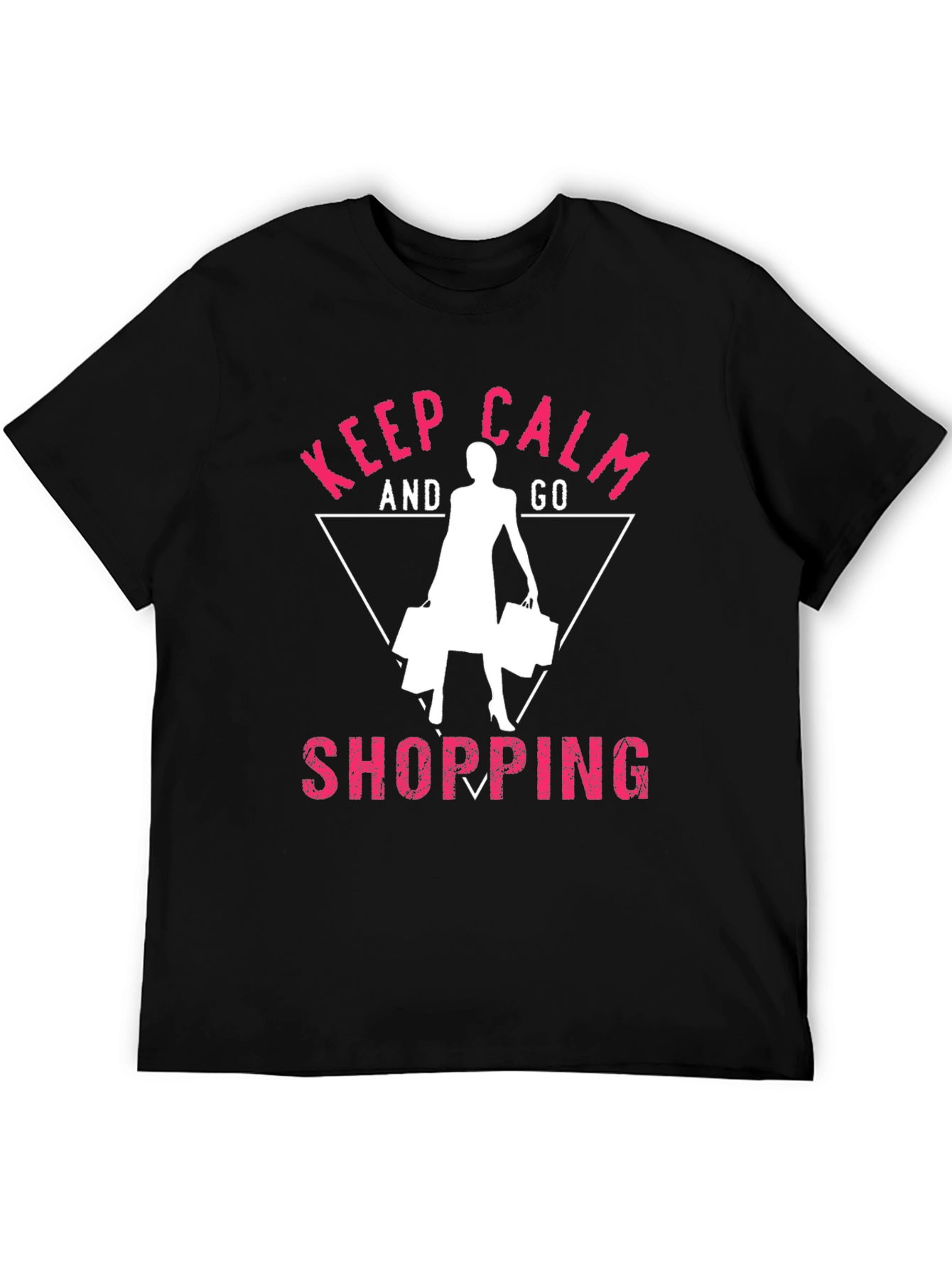 Black Keep Calm and Go Shopping Black T-Shirt view 5