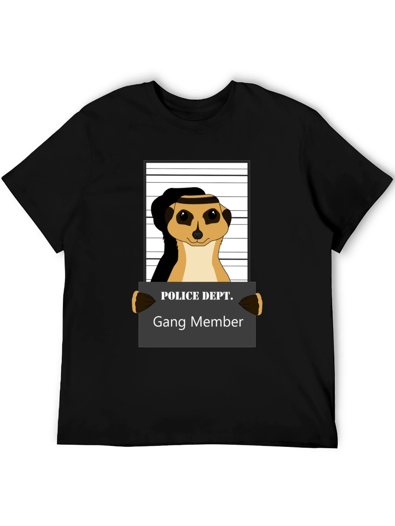 Black Gang Member Meerkat T-Shirt - Novelty Animal Tee view 5