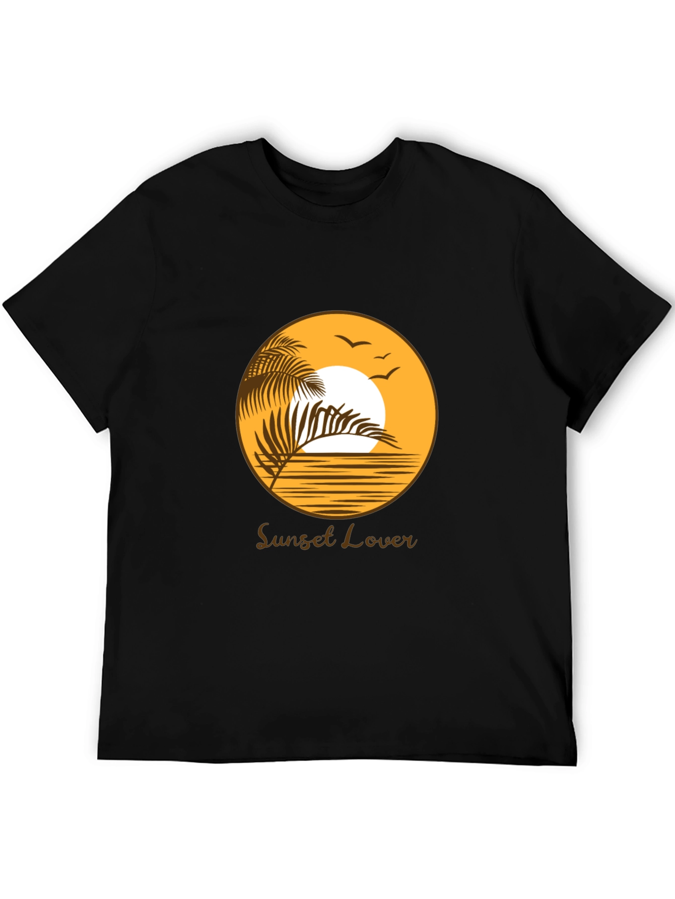 Black Sunset Lover Graphic Tee - Black Cotton T-Shirt view 5