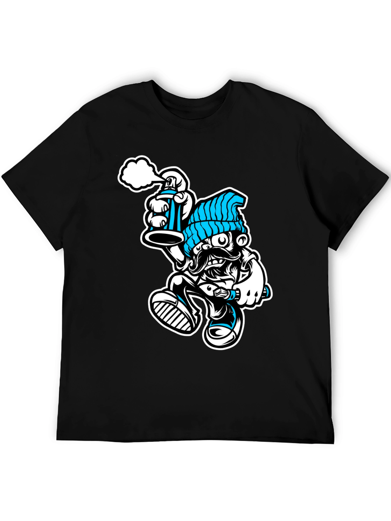 Black Cool Graphic T-Shirt: Graffiti Man view 5