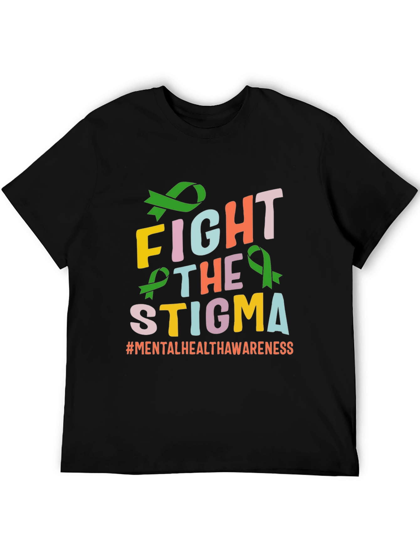 Black Fight The Stigma T-Shirt Mental Health Awareness view 5