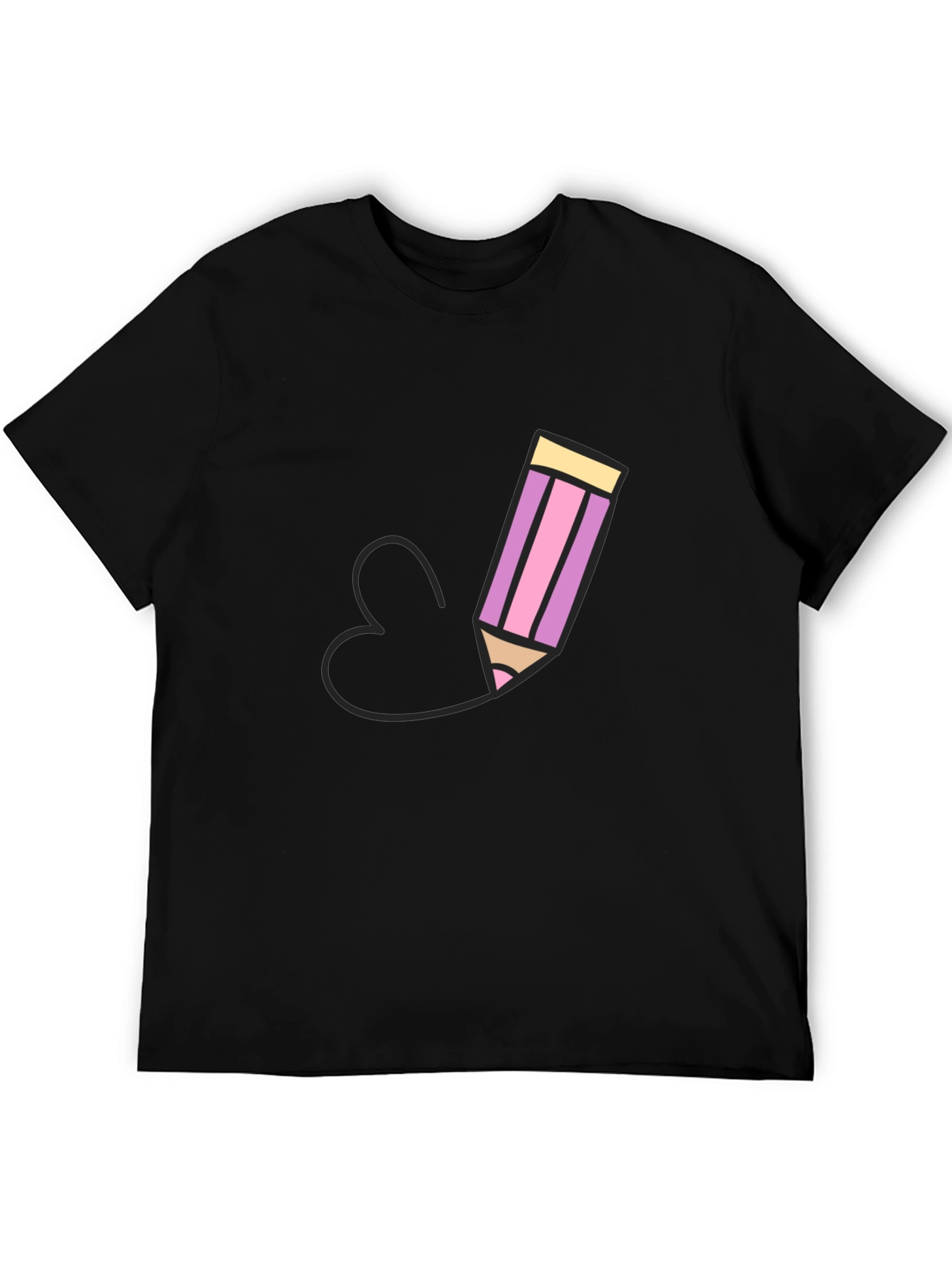 Black Pencil Heart Graphic Black T-Shirt view 5