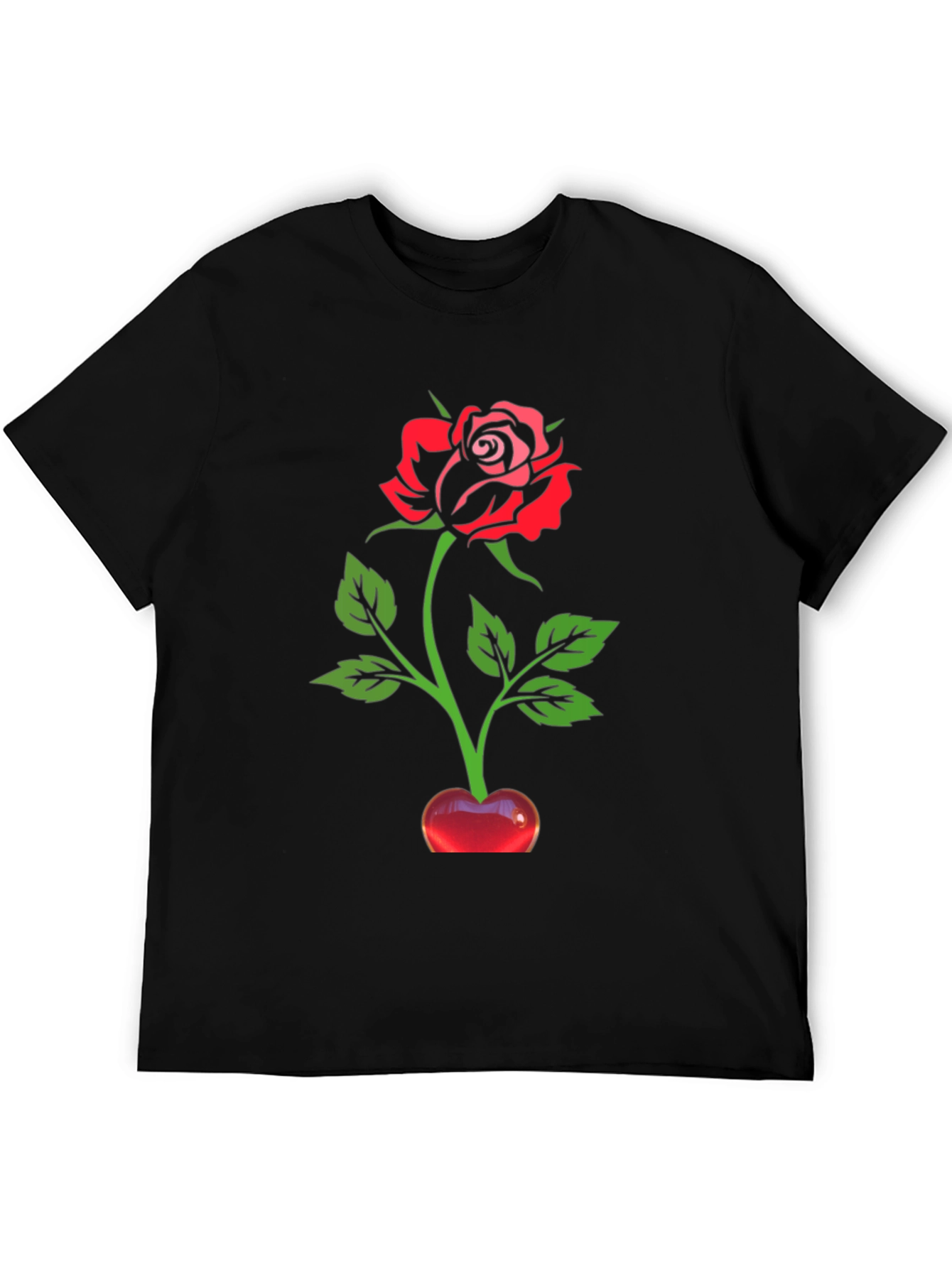 Black Rose in Cherry Vase Graphic T-Shirt view 5