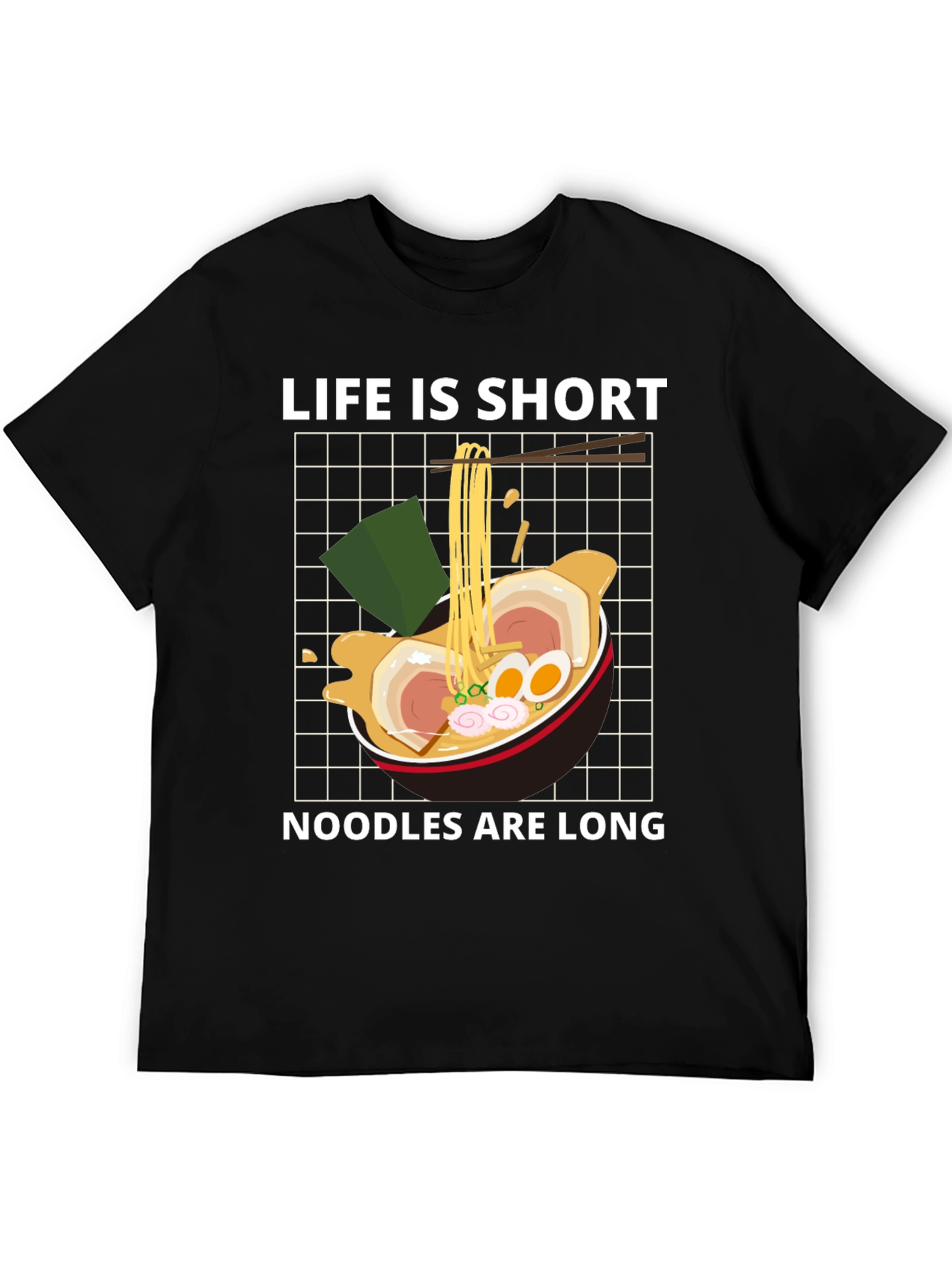 Black Ramen Lover Graphic Tee - Life is Short, Noodles are Long view 5