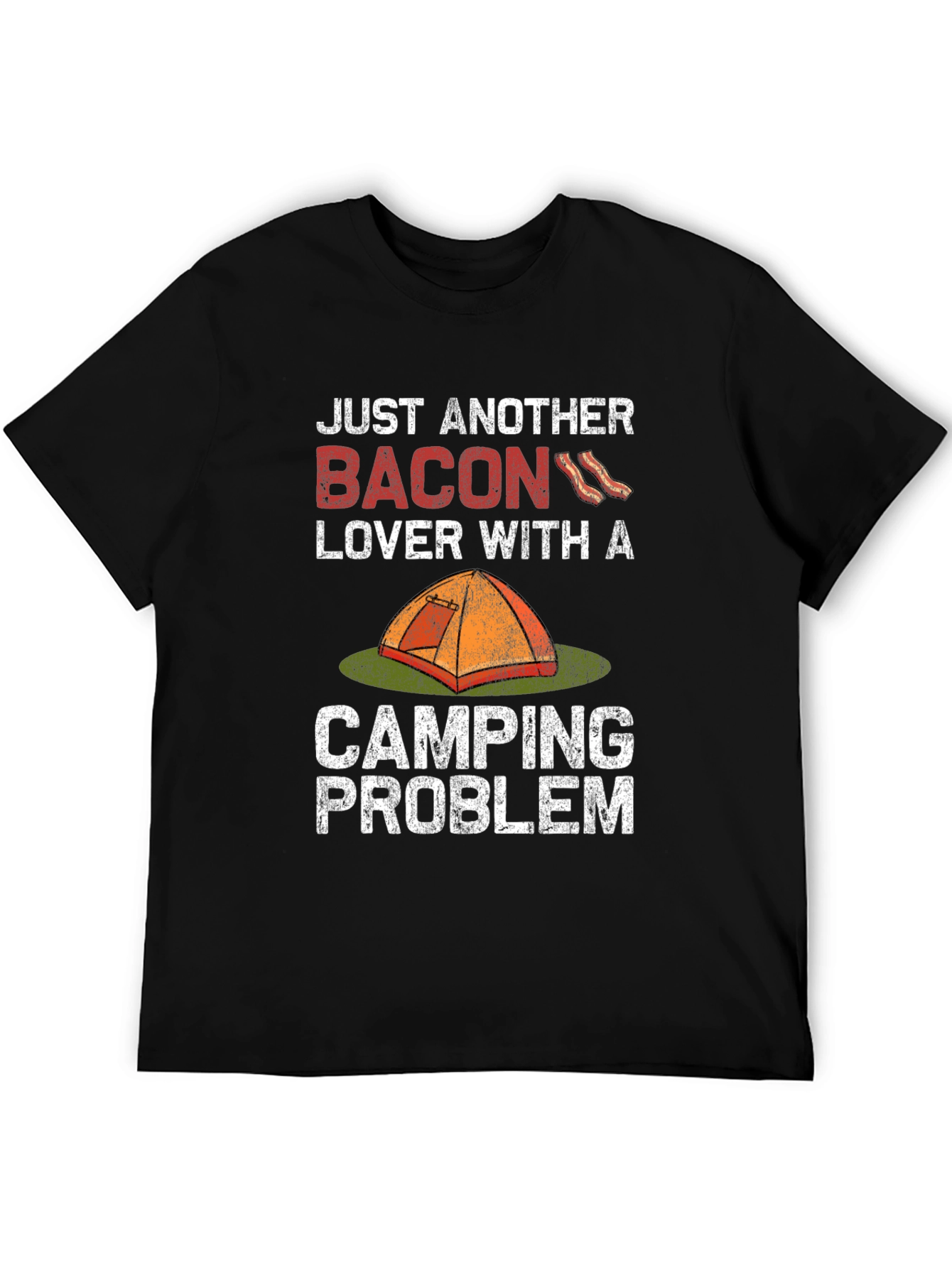 Black Bacon Lover Camping Problem T-Shirt view 5