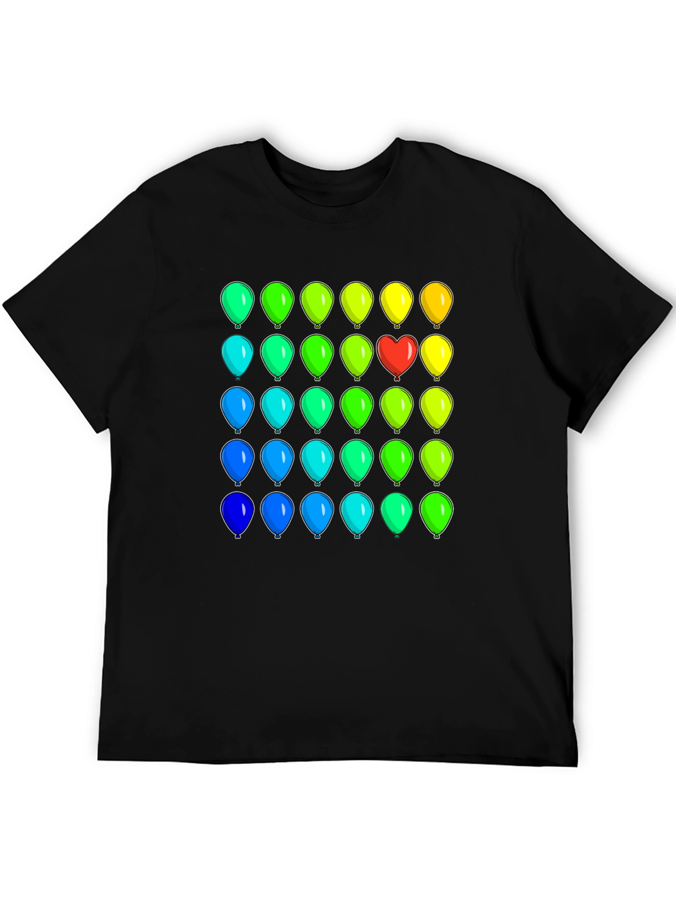 Black Rainbow Balloons Graphic T-Shirt - Novelty Design view 5
