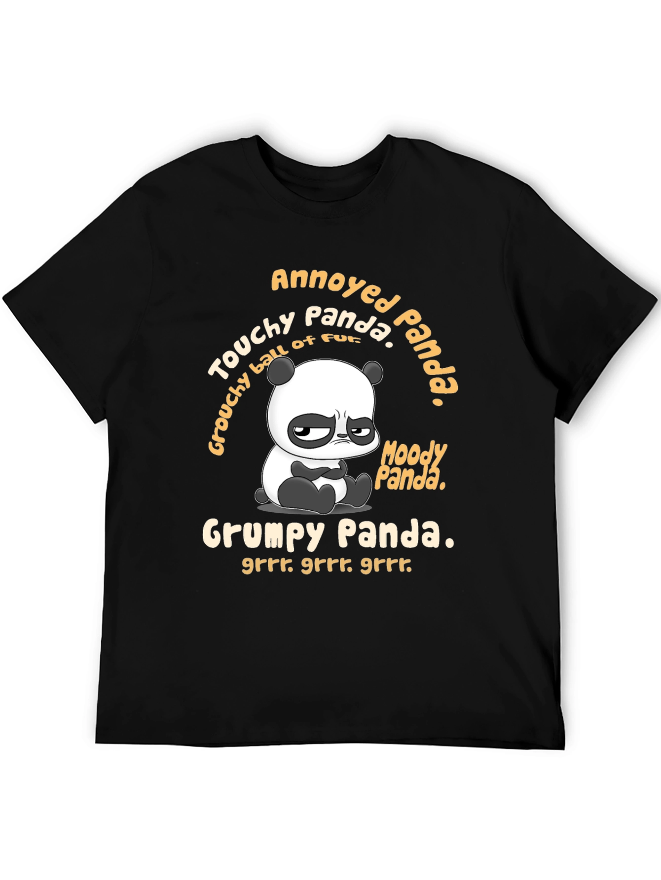 Black Grumpy Panda Graphic T-Shirt - Annoyed Panda Tee view 5