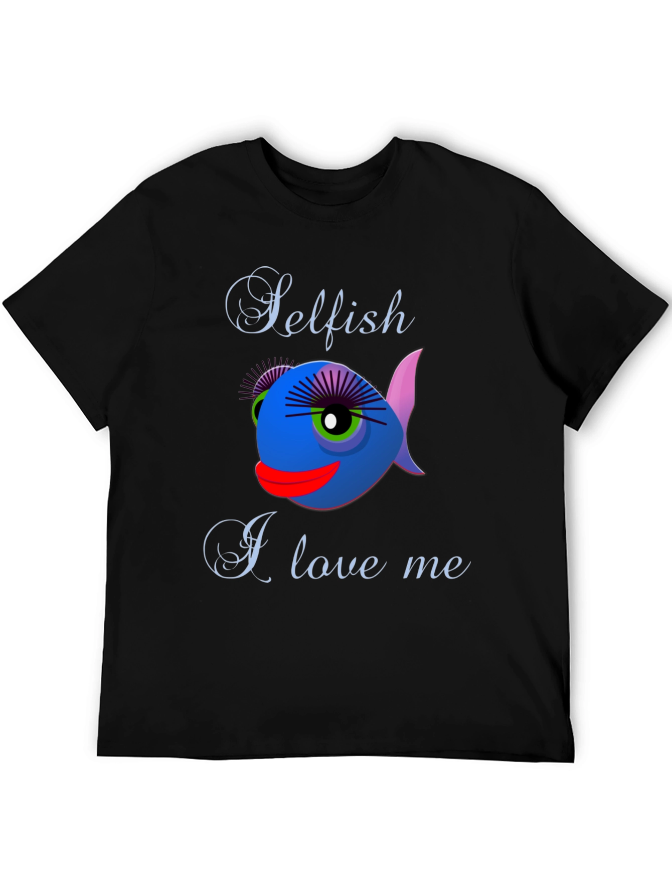 Black Selfish I Love Me Fish Graphic Tee view 5