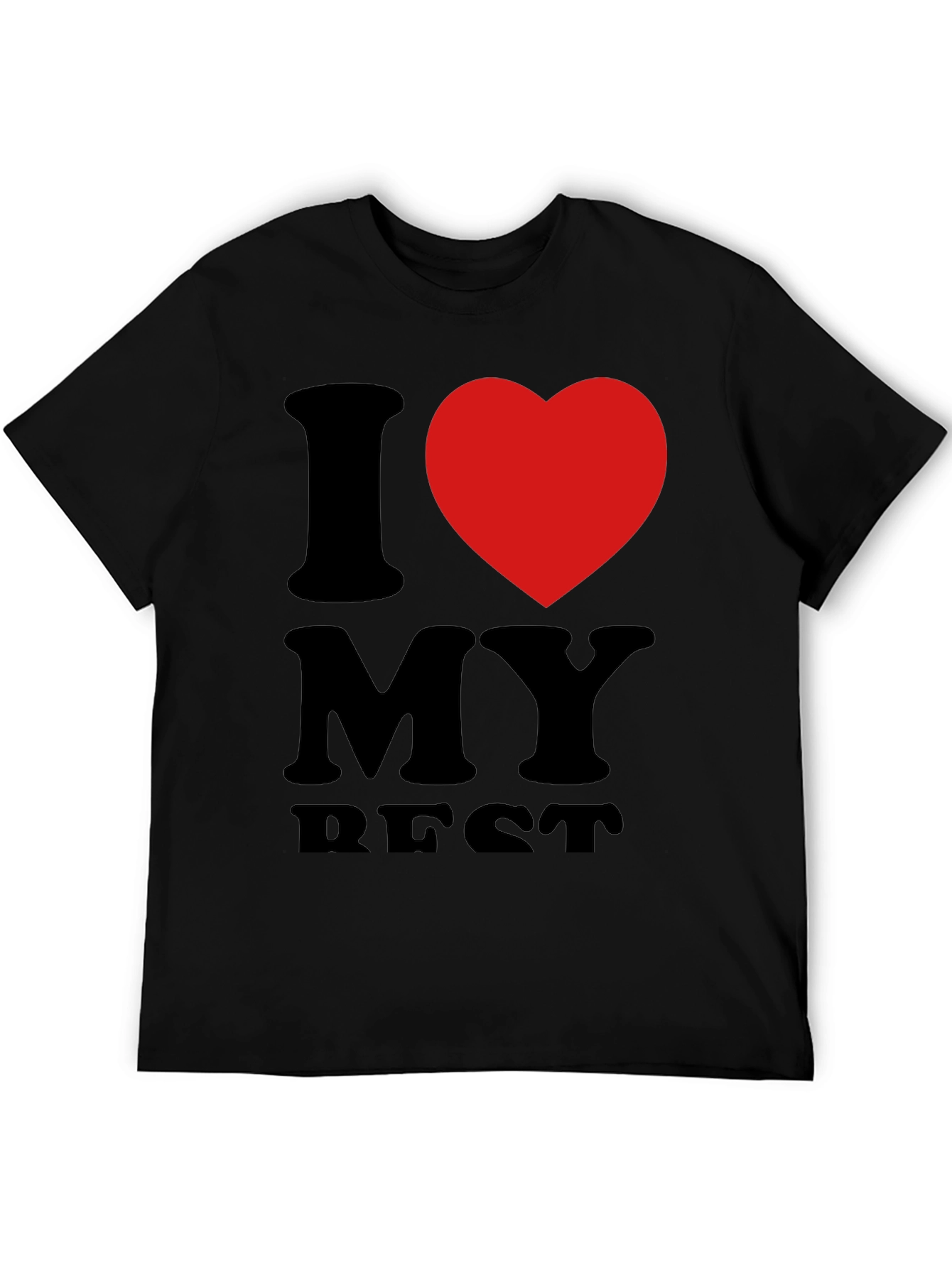 Black I Heart My Best T-Shirt - Black Crew Neck Tee view 5