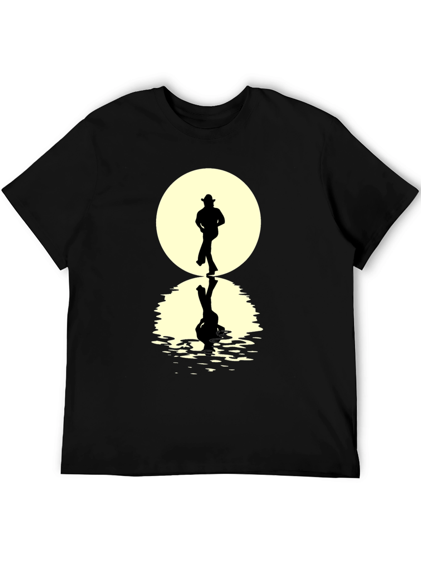 Black Cowboy Silhouette Reflection T-Shirt - Unique Graphic Tee view 5