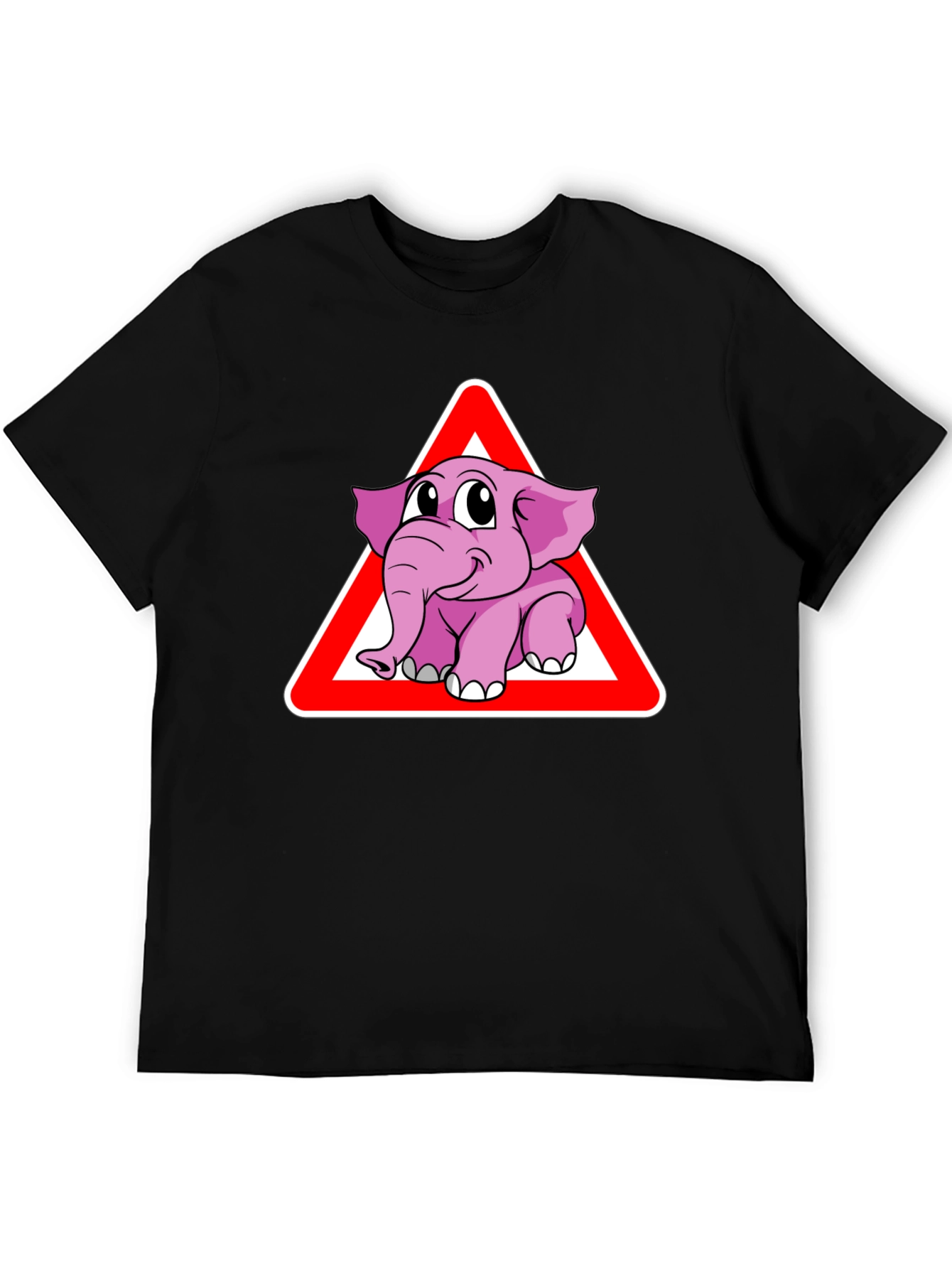 Black Elephant Crossing Funny Graphic T-Shirt view 5
