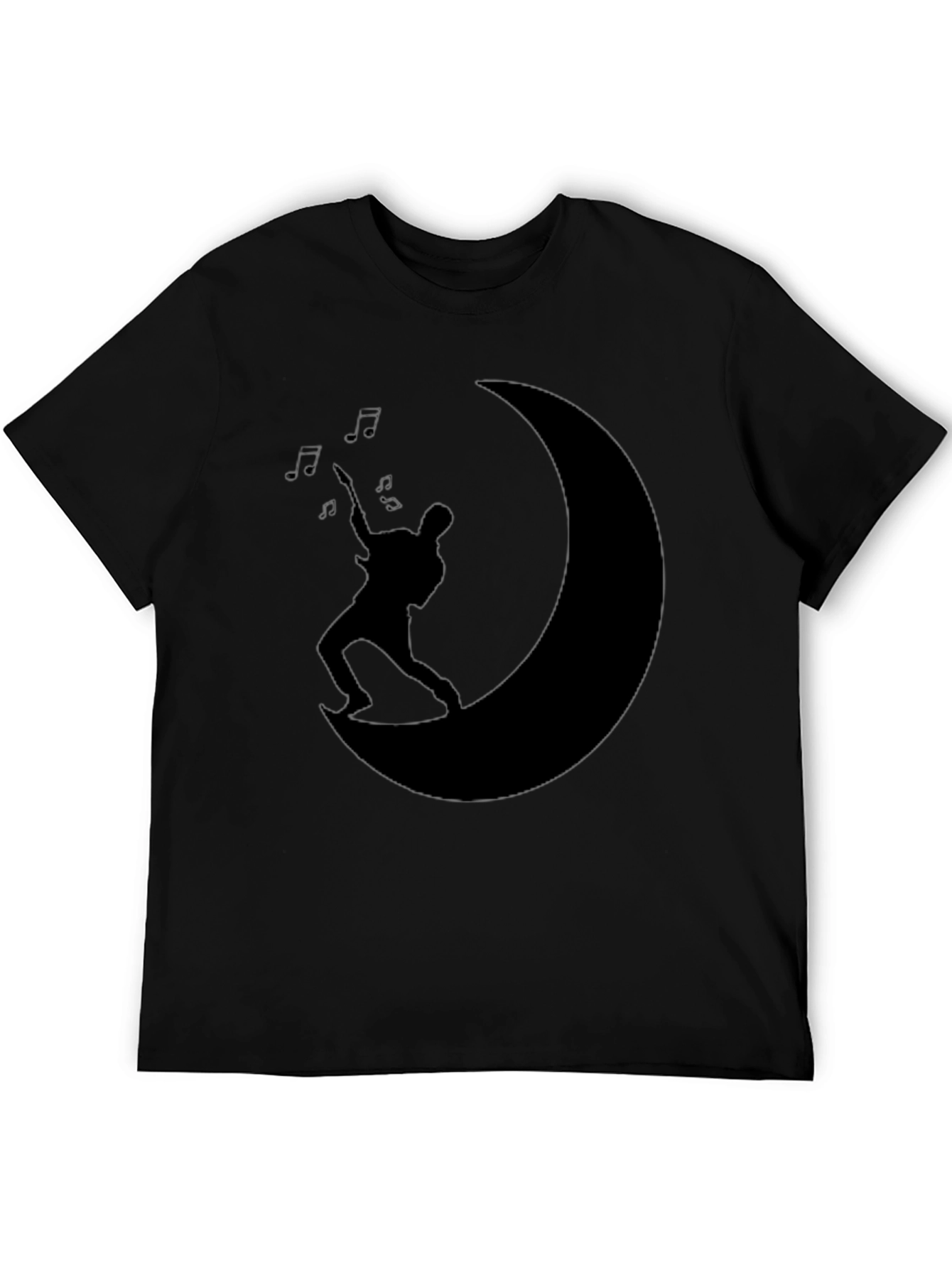 Black Moon Guitarist Black T-Shirt - Music Lover Tee view 5