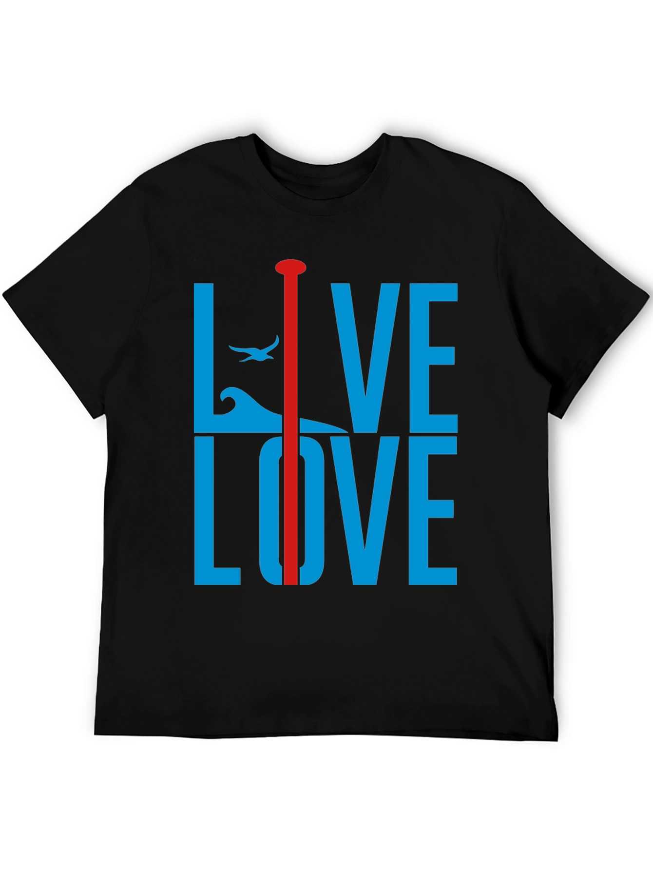 Black Live Love Graphic Tee - Blue and Red Design view 5