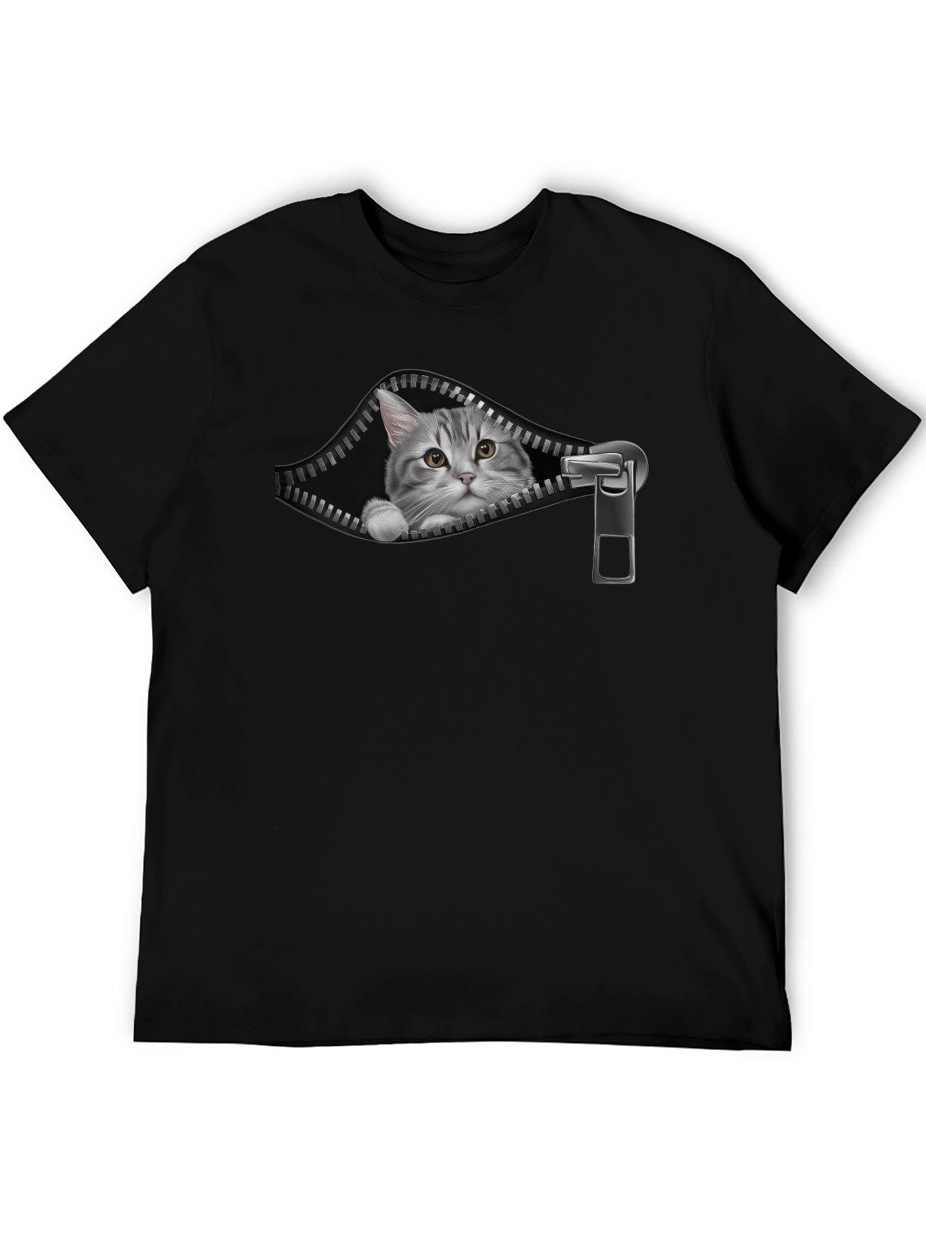 Black Cat Zipper T-Shirt - Unique Graphic Tee view 5