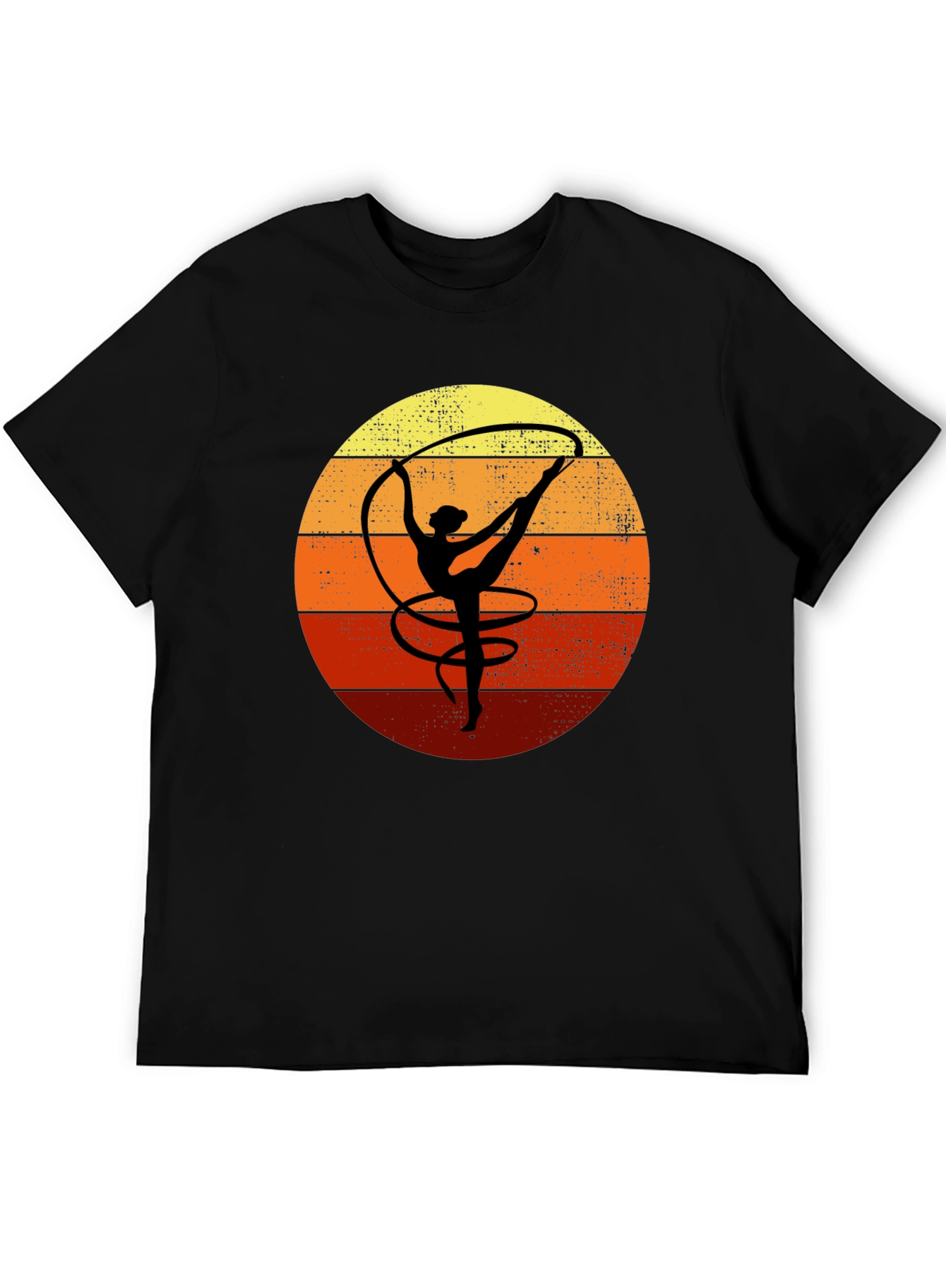 Black Retro Gymnastics Sunset T-Shirt view 5