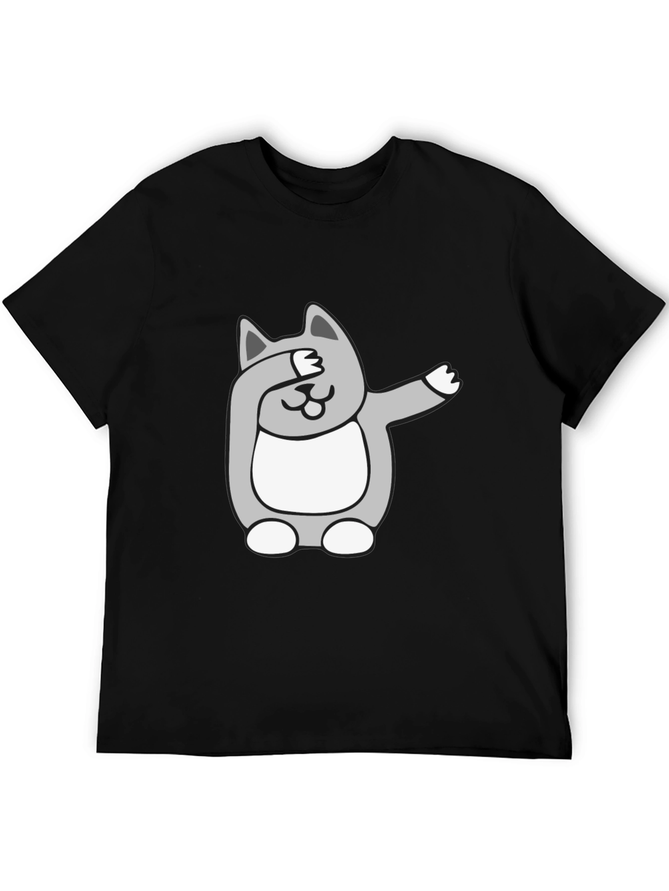 Black Dabbing Cat Graphic Tee - Funny Novelty T-Shirt view 5