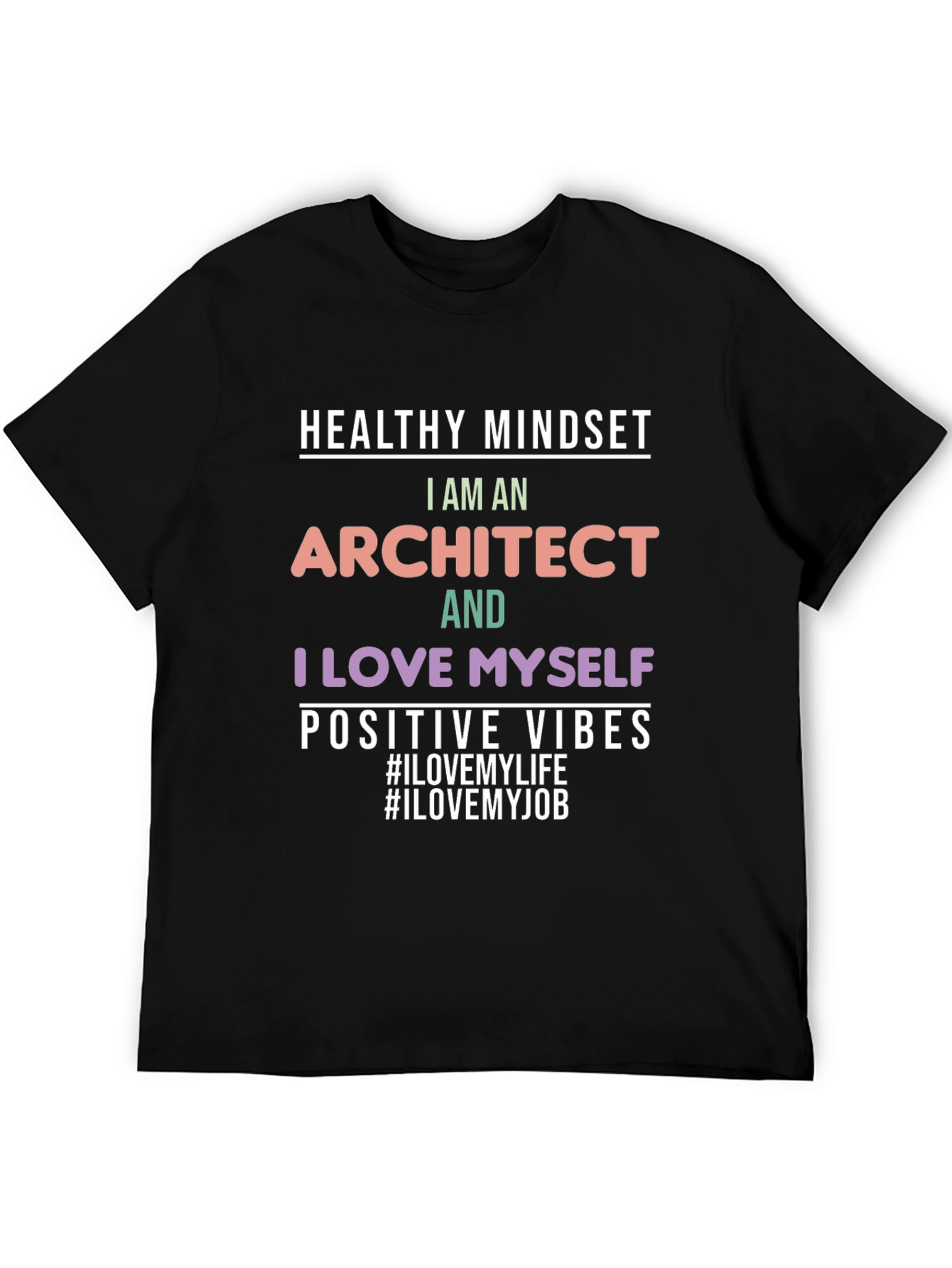Black Architect Love Myself Positive Vibes T-Shirt view 5