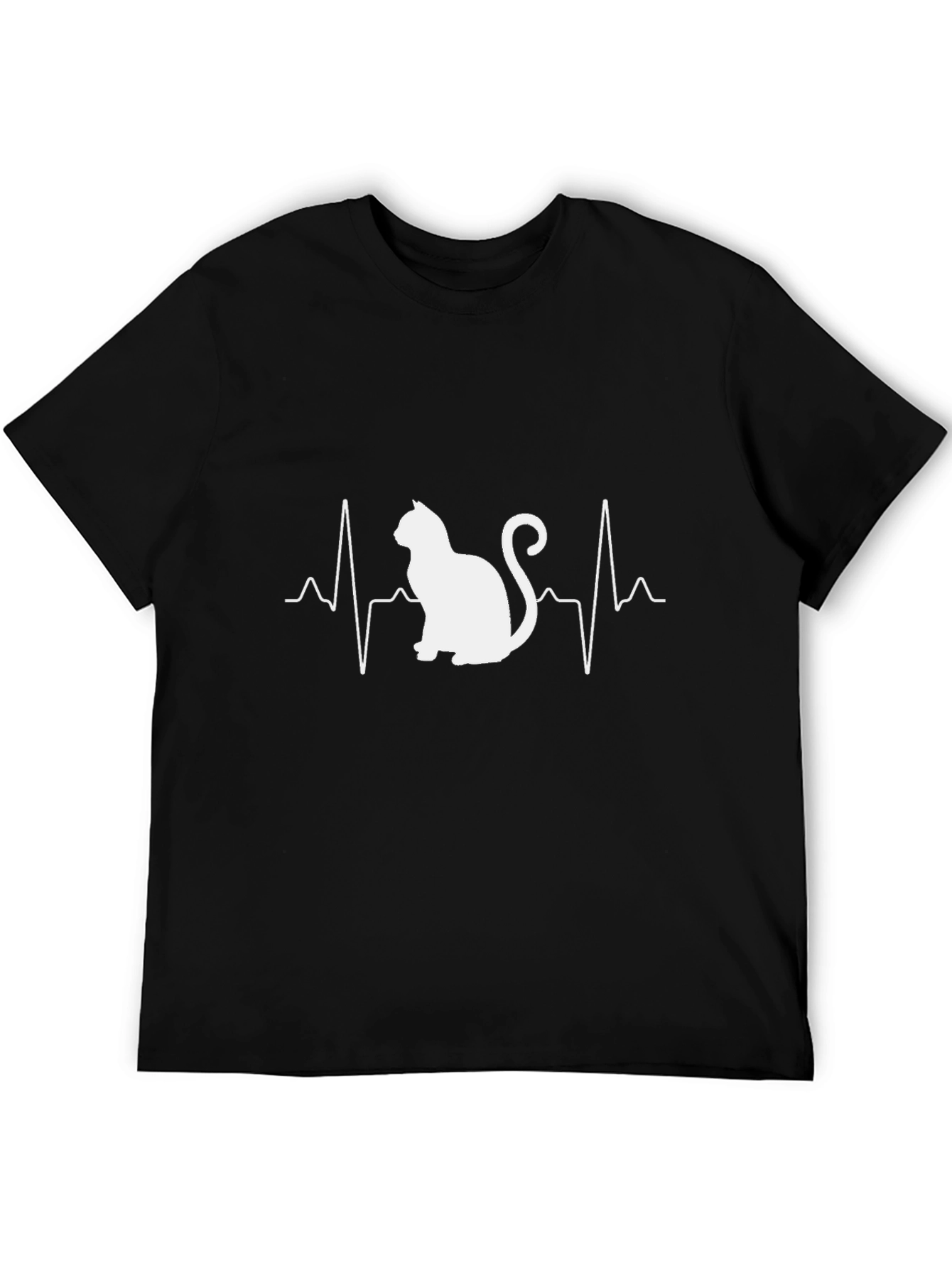 Black Cat Heartbeat Graphic Tee - Black view 5