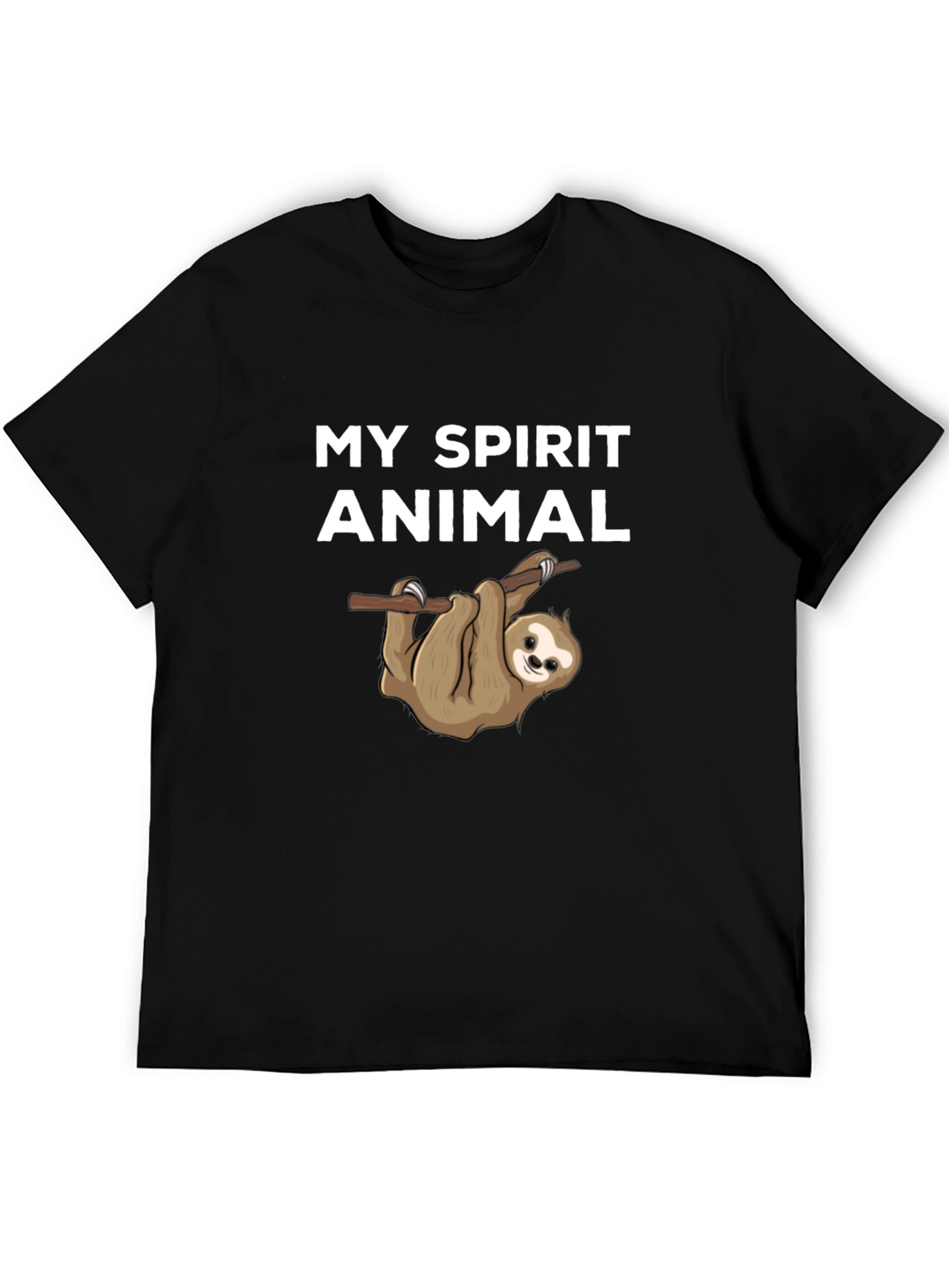 Black My Spirit Animal Sloth T-Shirt Black Cotton view 5