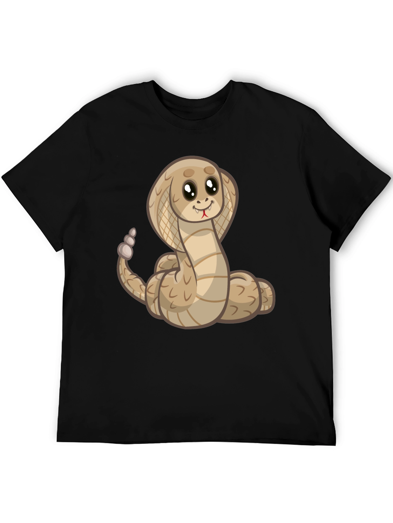 Black Cute Cartoon Cobra Snake Black T-Shirt view 5