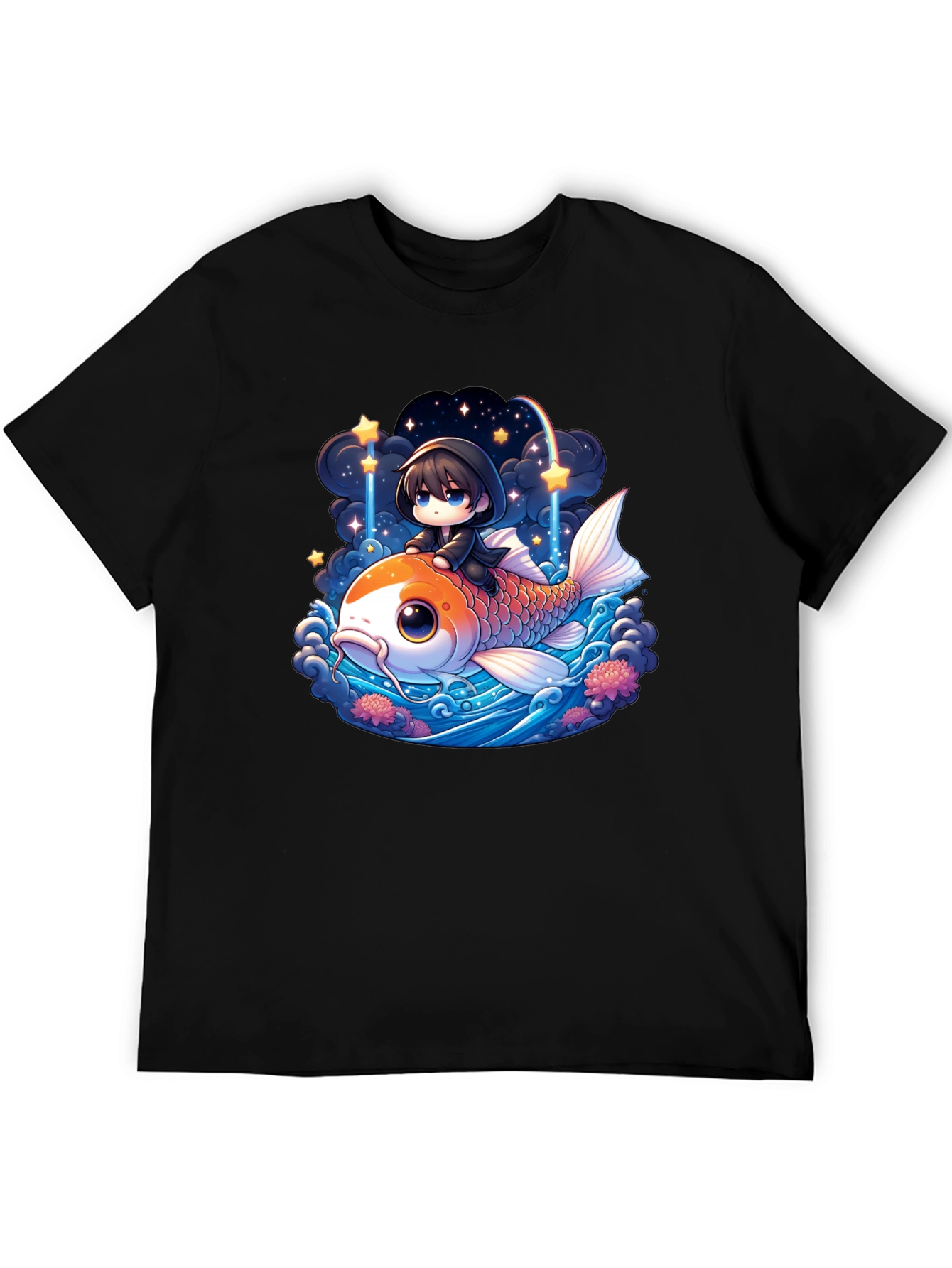 Black Koi Fish Anime Graphic Tee view 5