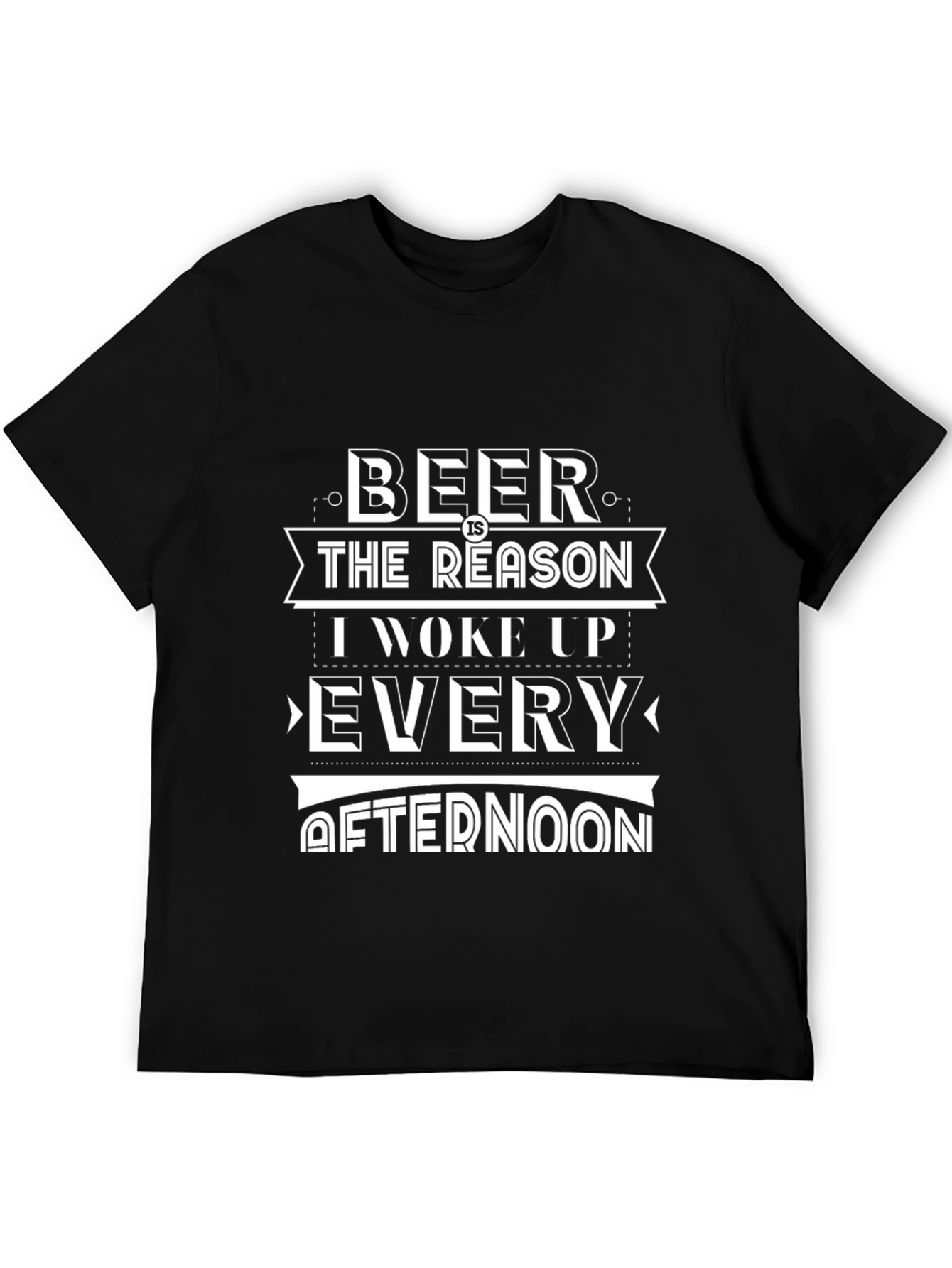 Black Humorous "Beer Reason" Graphic Print Black T-Shirt view 5