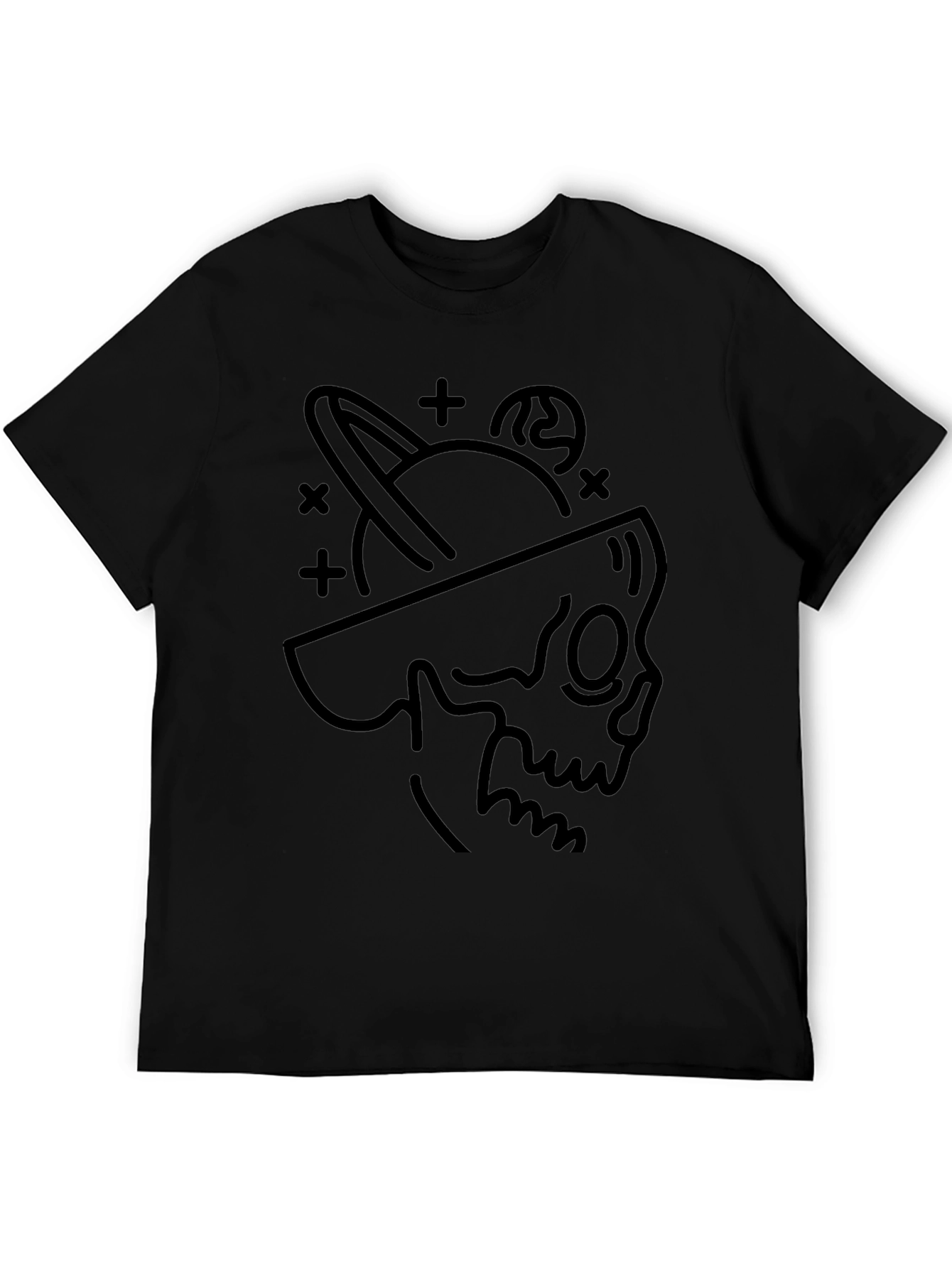 Black Cosmic Skull Graphic Tee - Black Cotton Blend view 5