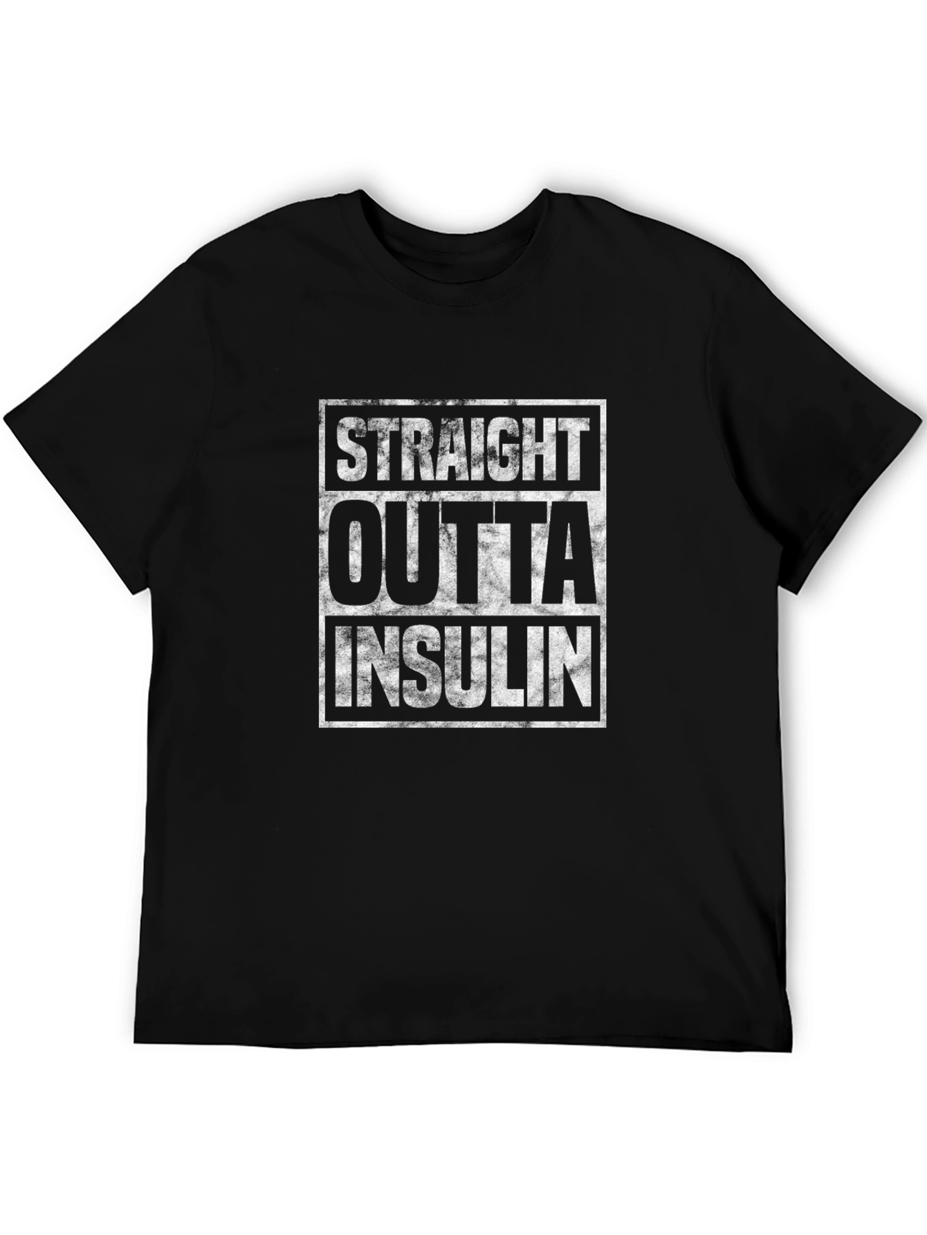 Black Straight Outta Insulin Funny T-Shirt view 5