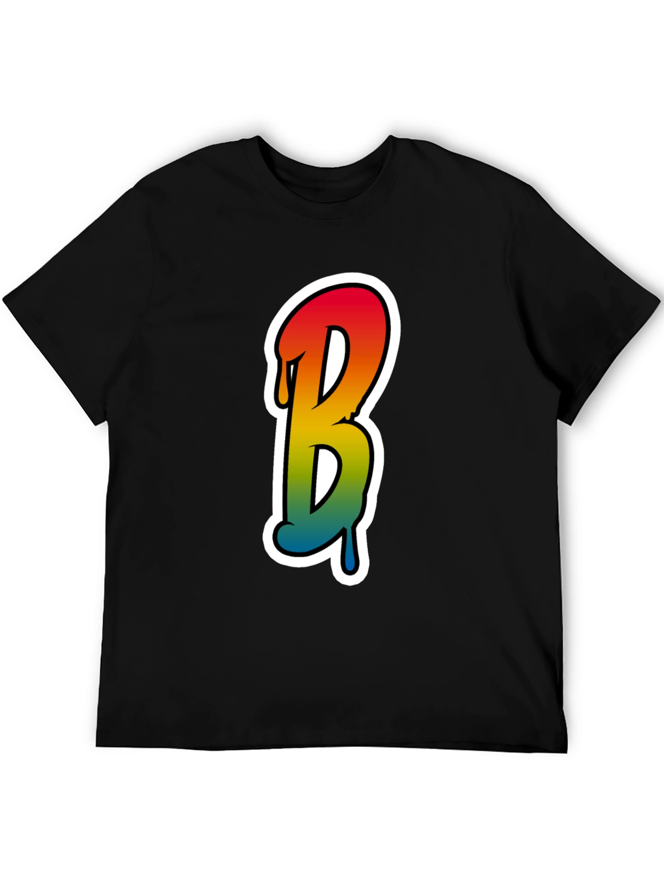 Black Cool Letter B Graphic Tee - Black Cotton Blend view 5