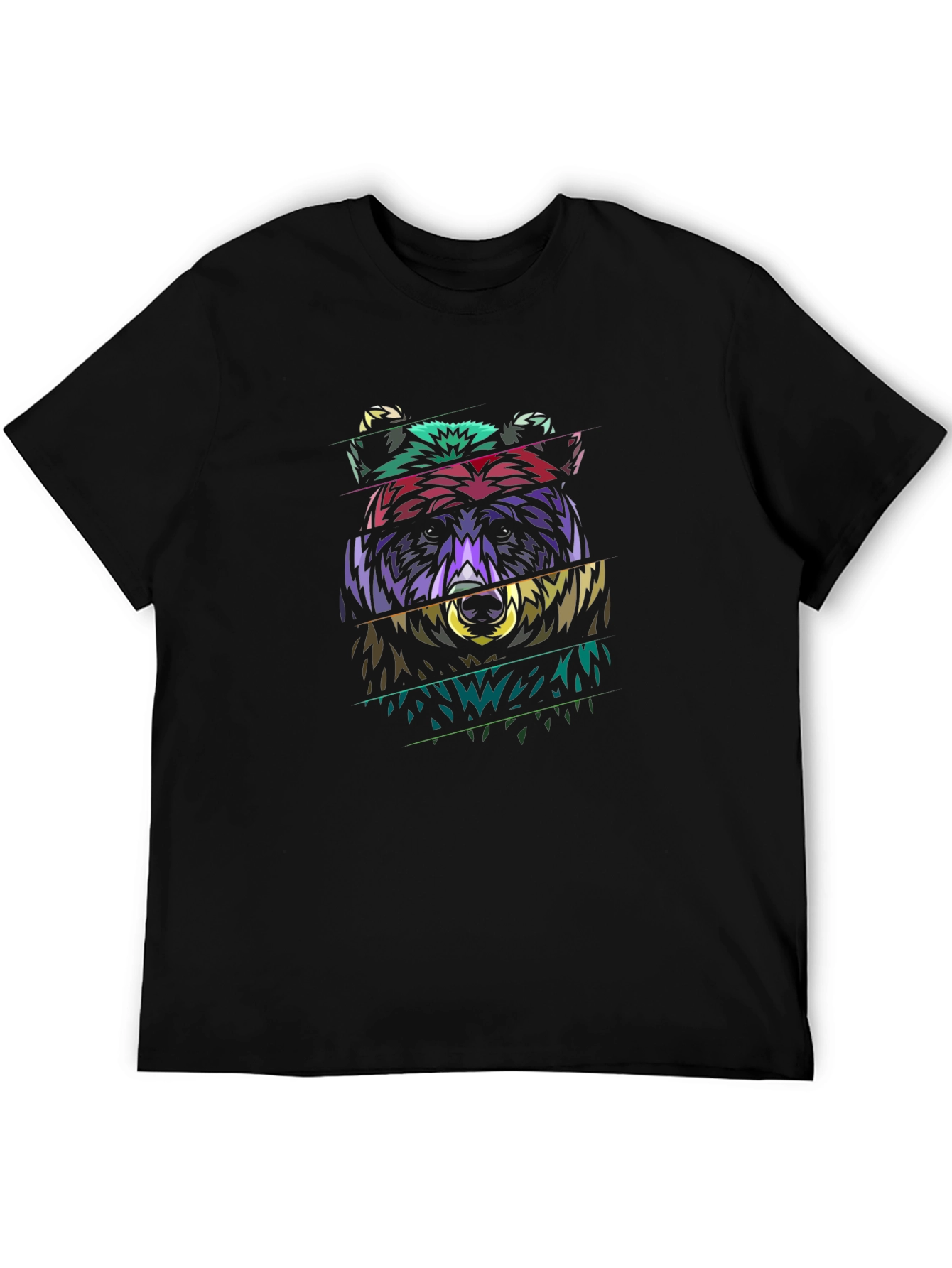 Black Abstract Bear Graphic Black T-Shirt view 5